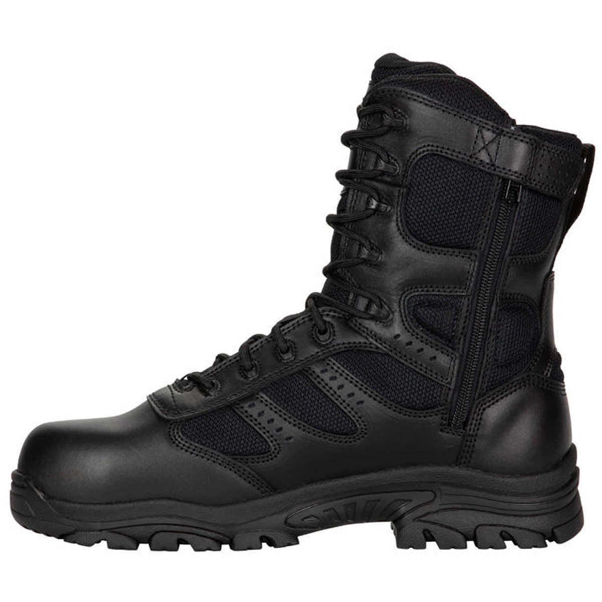 Thorogood Deuce 8 Inch Waterproof Side Zip Leather Men's Tactical Boots#color_black