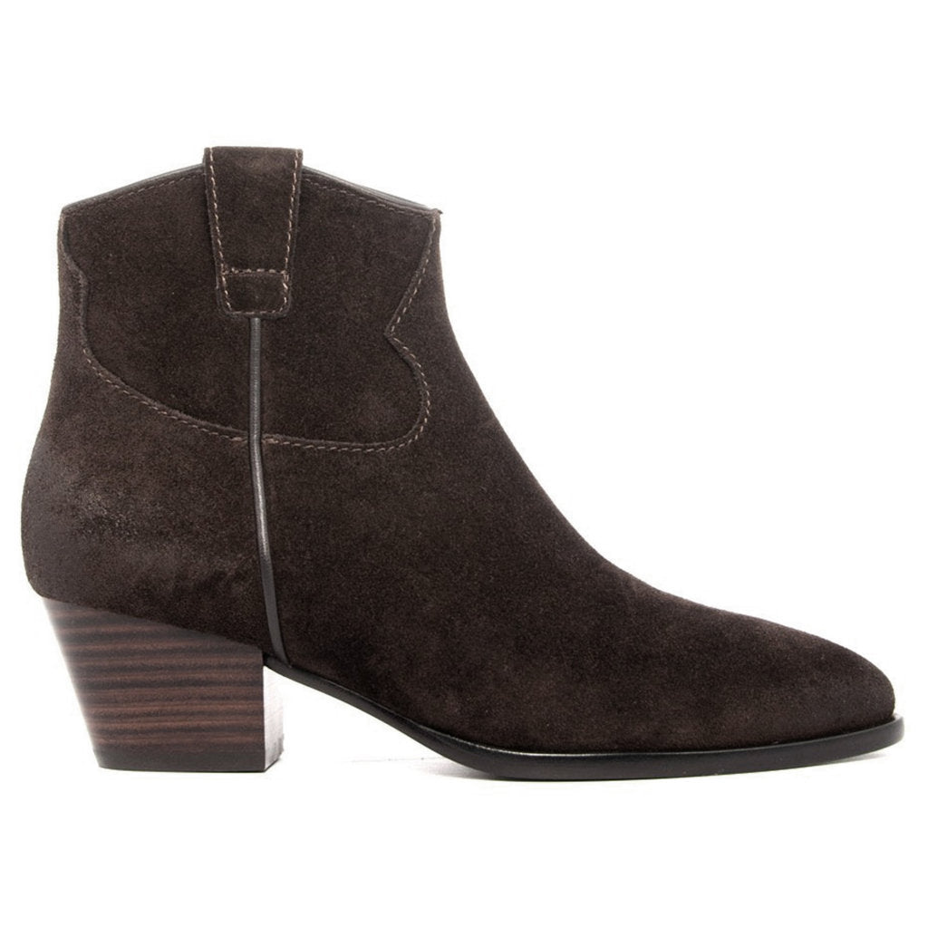 Ash Houston Suede Leather Women's Heeled Ankle Boots#color_ebano