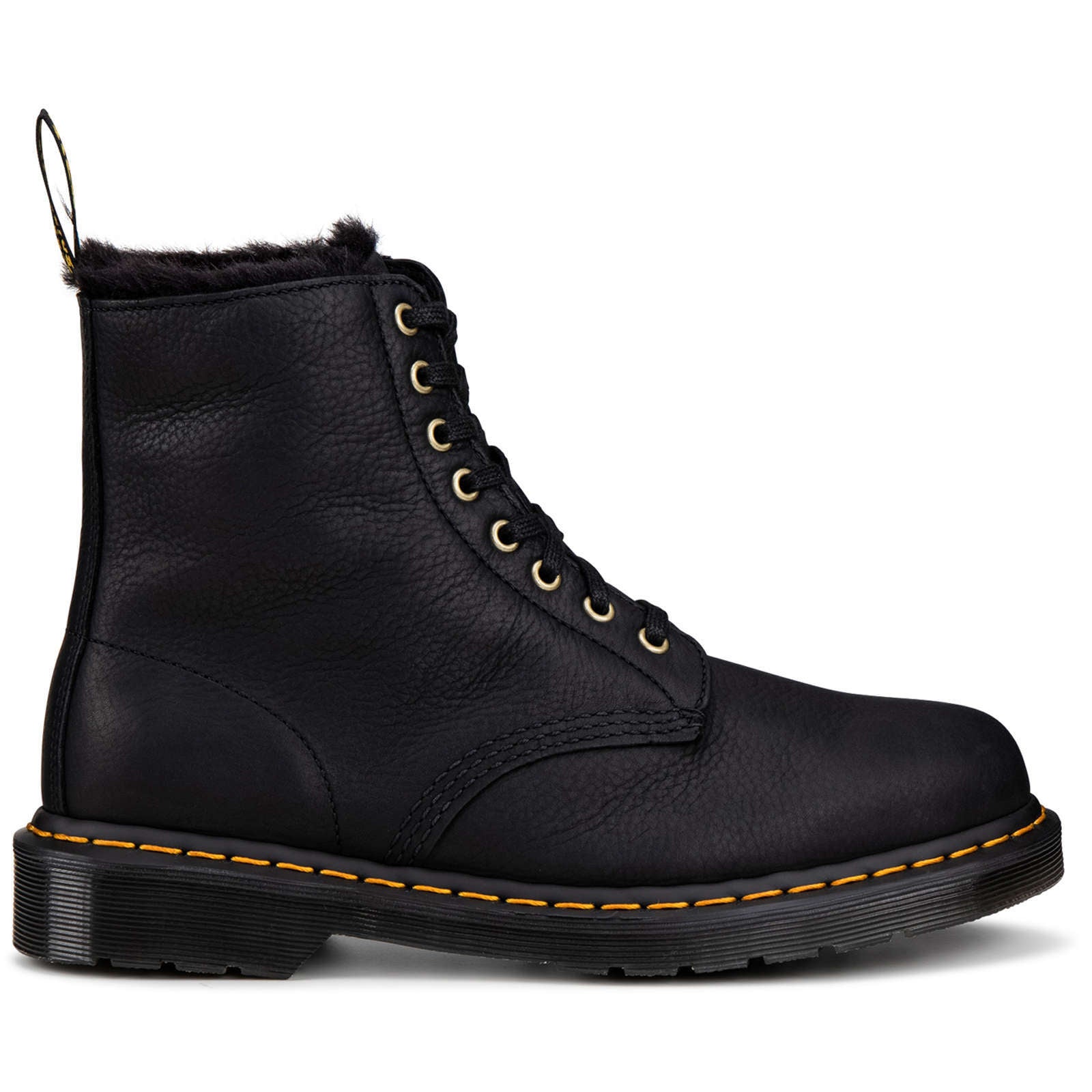 Dr. Martens 1460 Pascal Fur-lined Ambassador Leather Unisex Ankle Boots#color_black