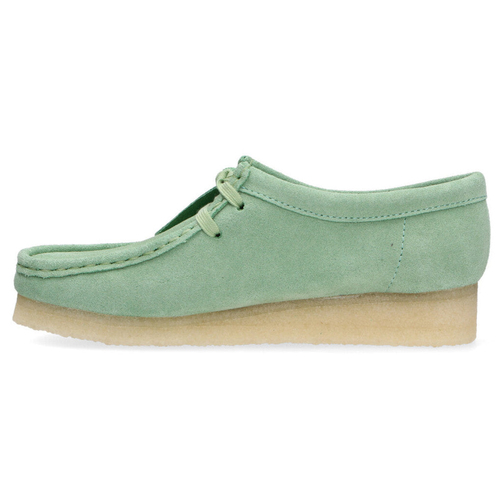 Clarks Originals Wallabee Suede Leather Womens Shoes#color_pine green