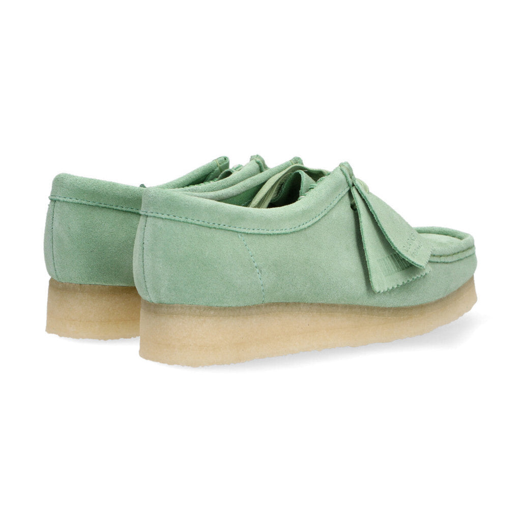 Clarks Originals Wallabee Suede Leather Womens Shoes#color_pine green