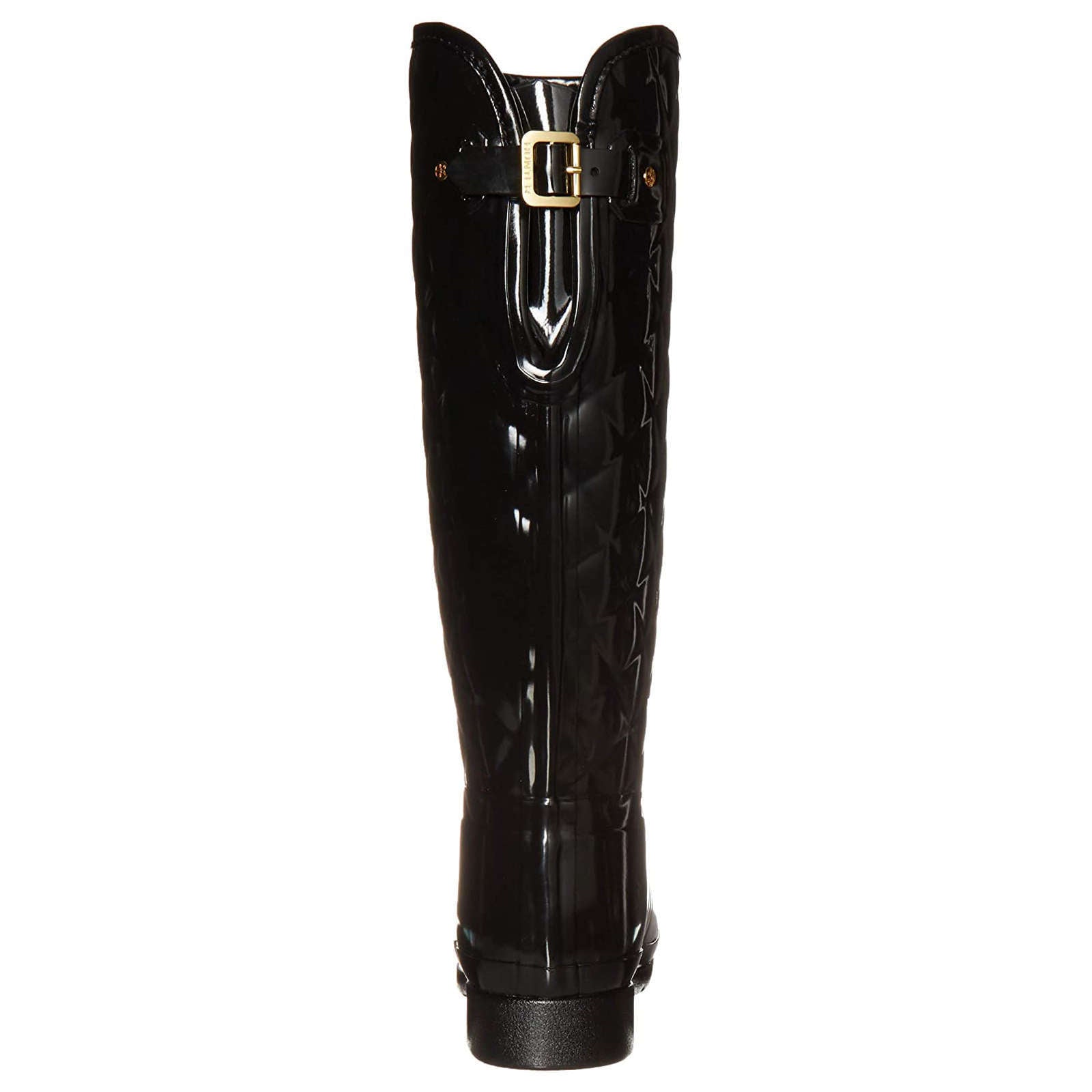 Hunter Refined Gloss Rubber Quilt Women's Tall Wellington Boots#color_black