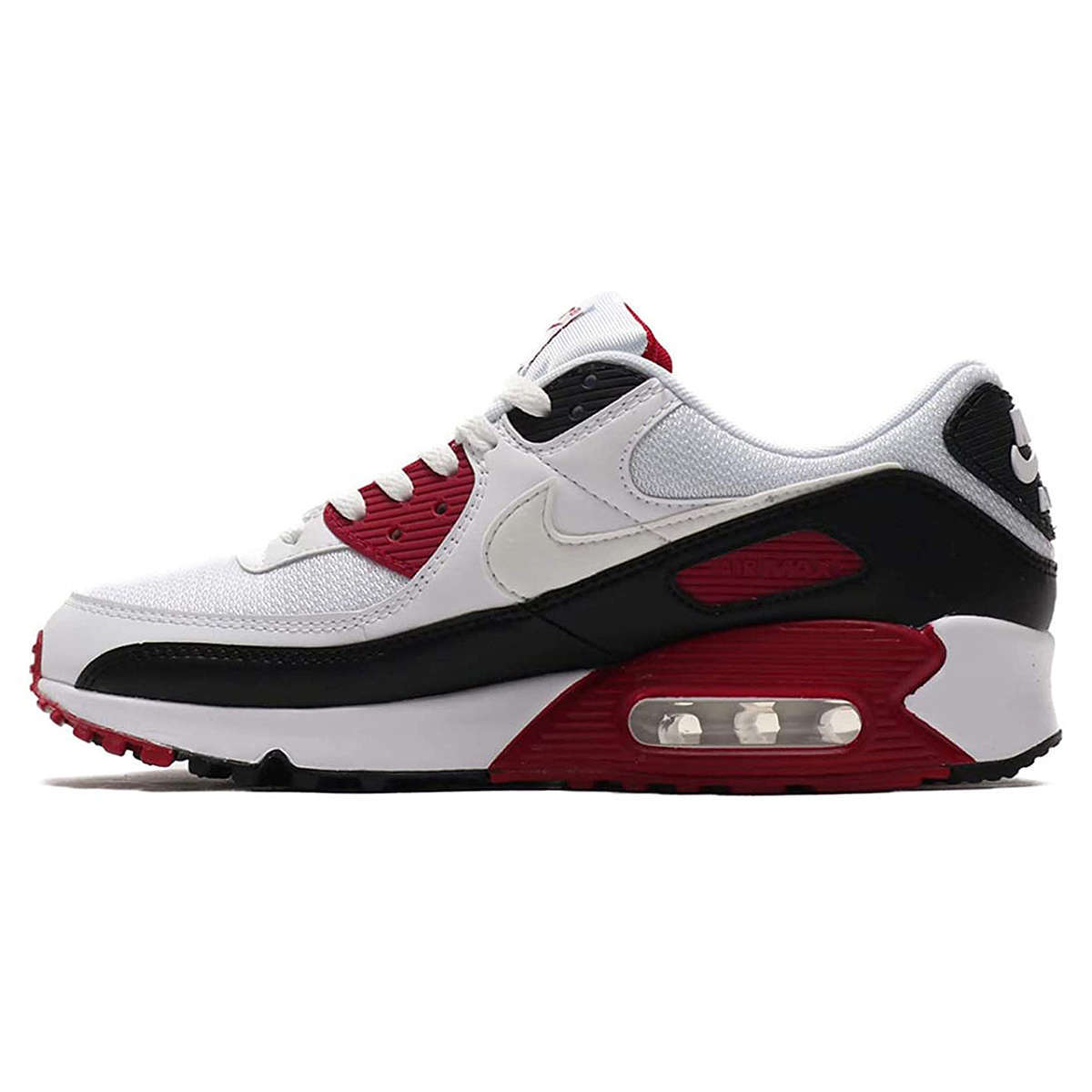 Nike Air Max 90 Leather Textile Unisex Low-Top Trainers#color_white maroon black