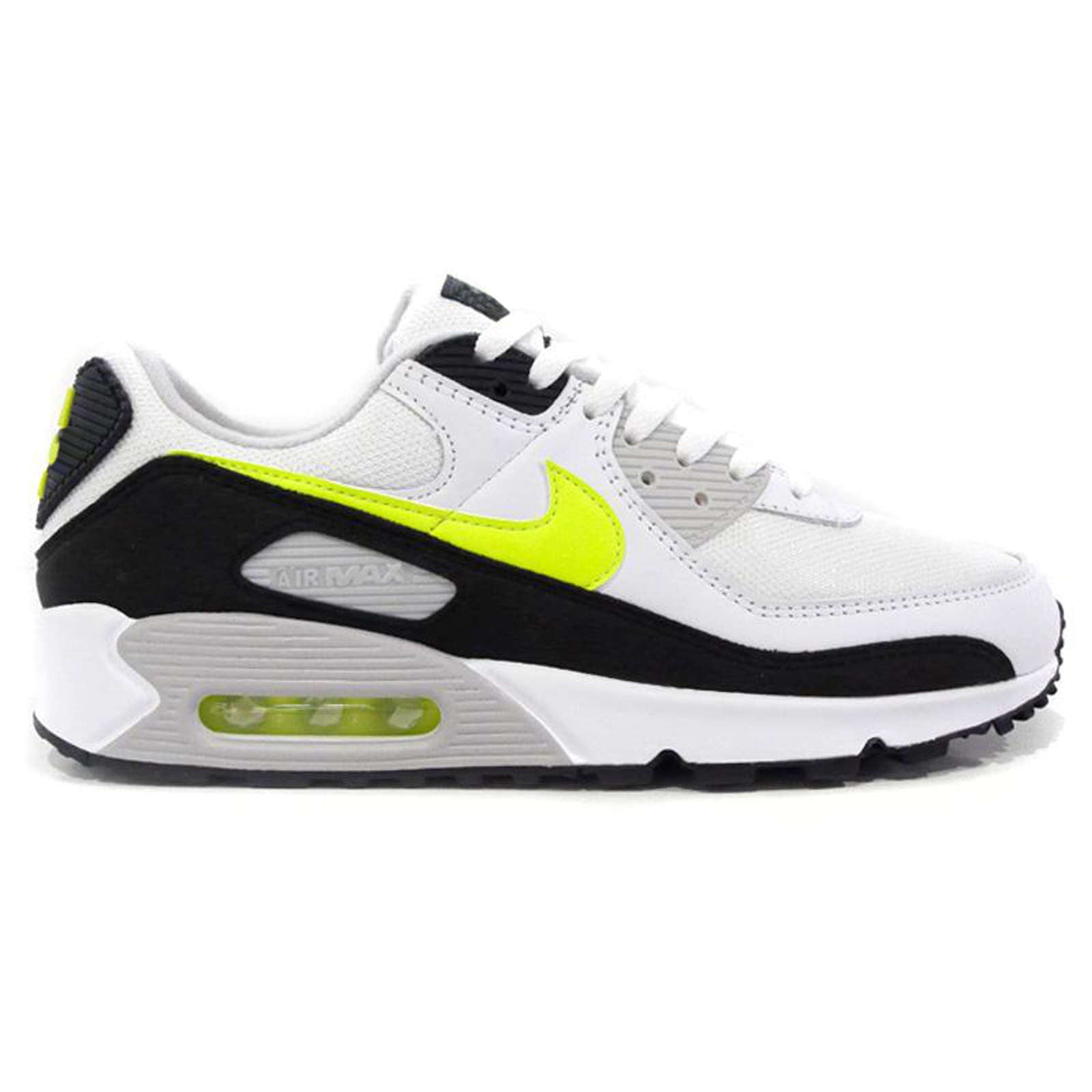 Nike Air Max 90 Leather Textile Unisex Low-Top Trainers#color_white hot lime black