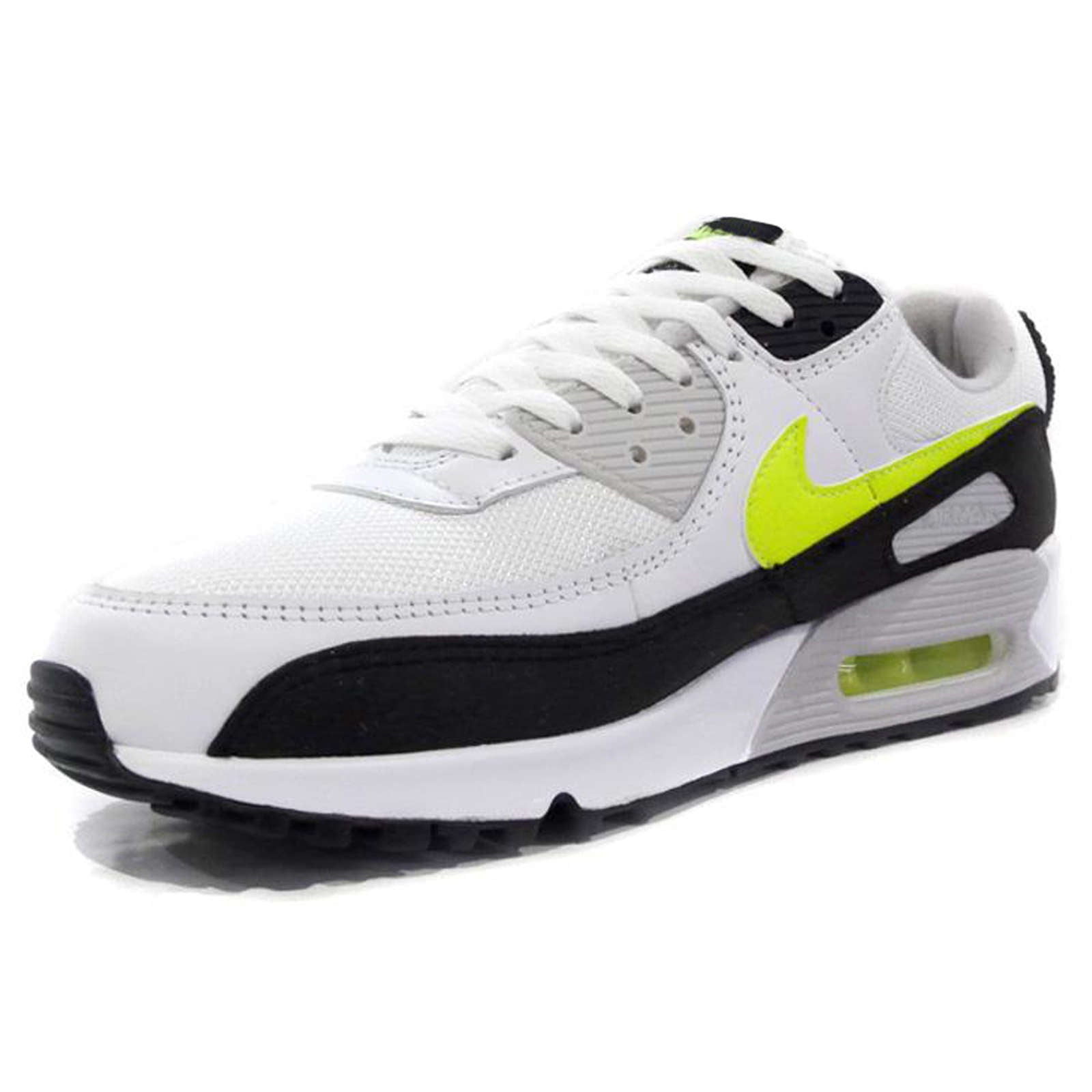 Nike Air Max 90 Leather Textile Unisex Low-Top Trainers#color_white hot lime black