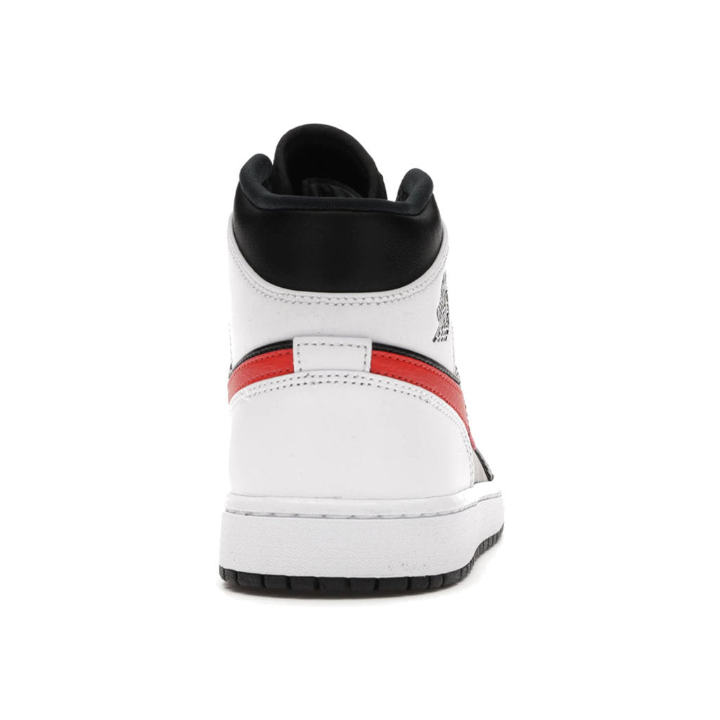 Jordan Air Jordan 1 Mid Leather Mens Trainers#color_black chile red white