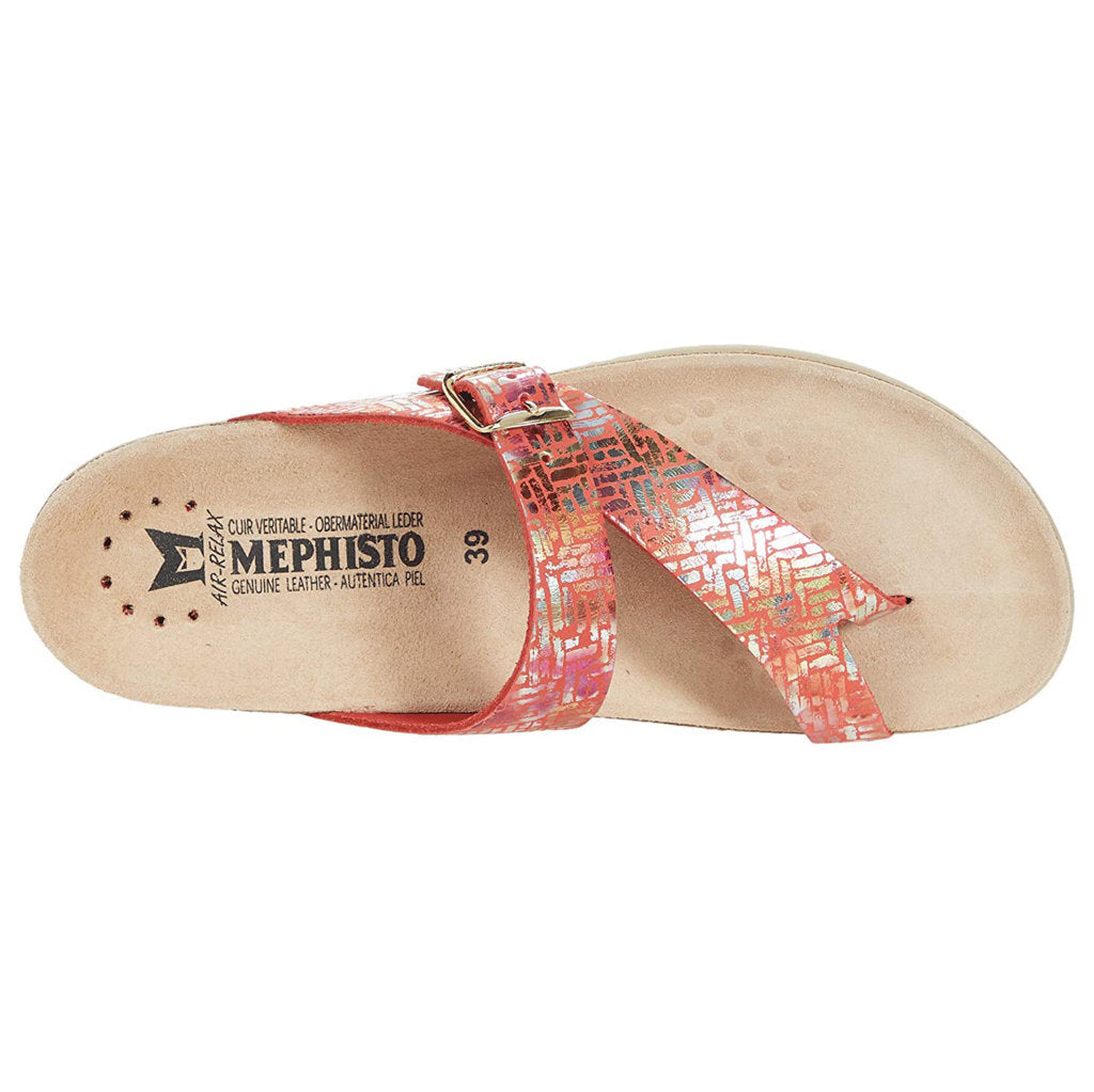 Mephisto Helen Metallic Leather Womens Sandals#color_coral