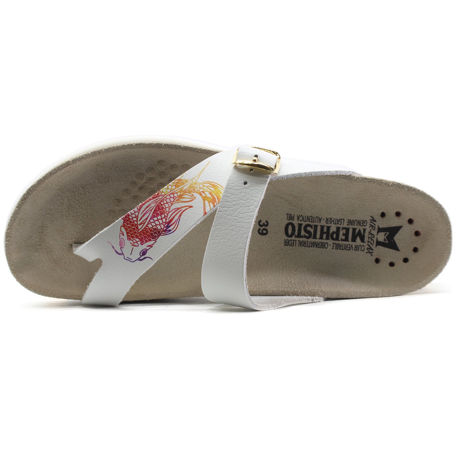 Mephisto Helen Printed Leather Womens Sandals#color_white
