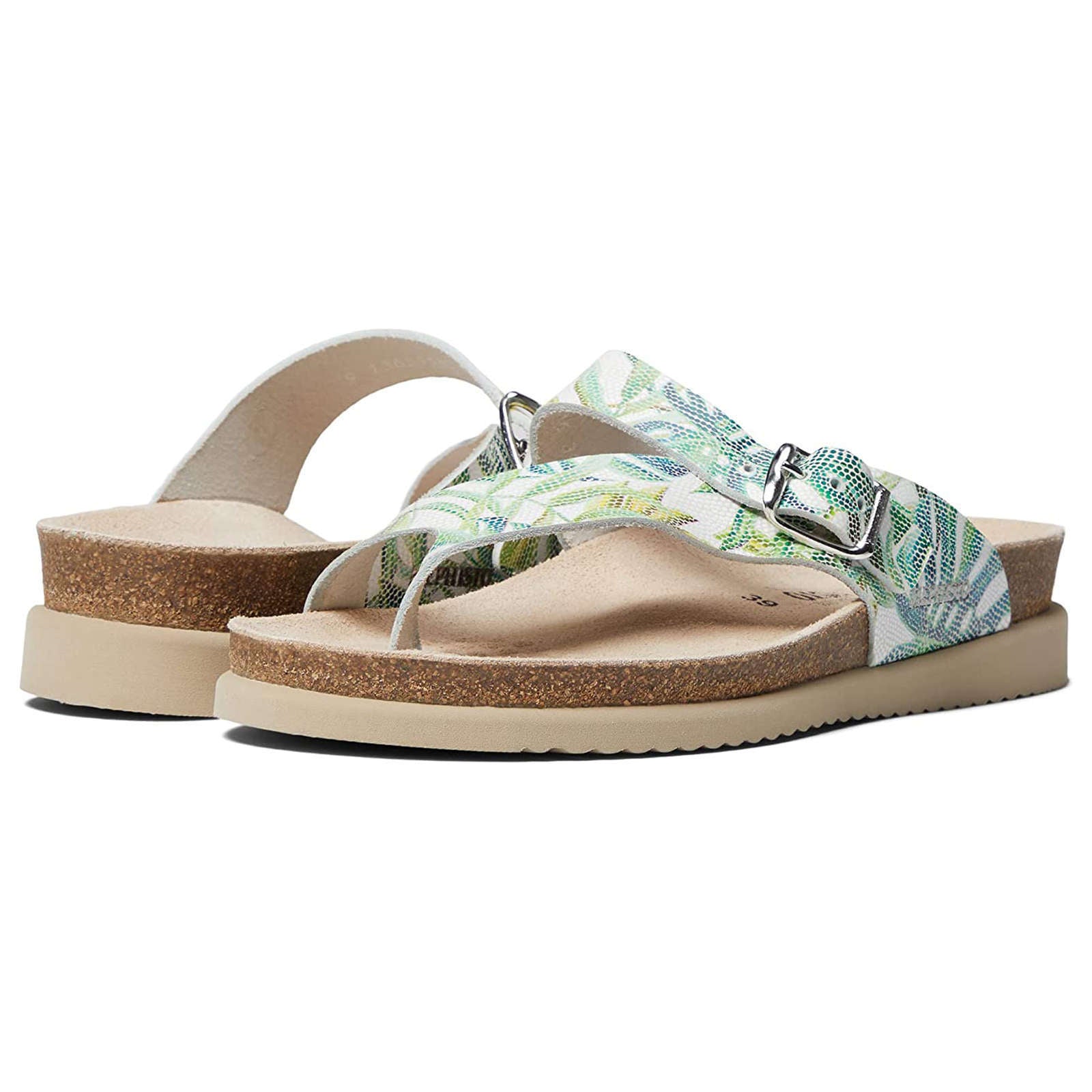 Mephisto Helen Printed Leather Womens Sandals#color_green