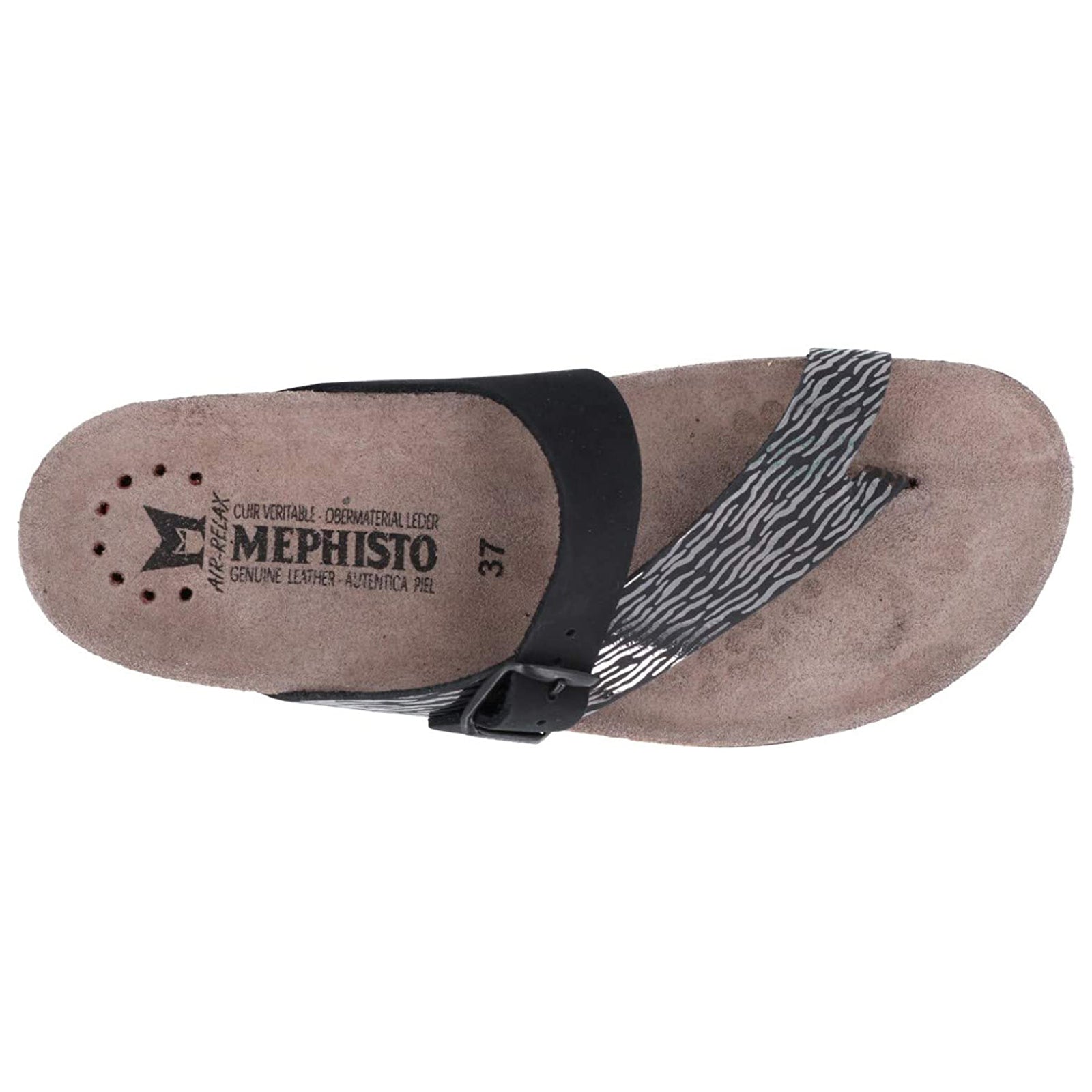 Mephisto Helen Mix Smooth Leather Womens Sandals#color_black zebra sandalbuck
