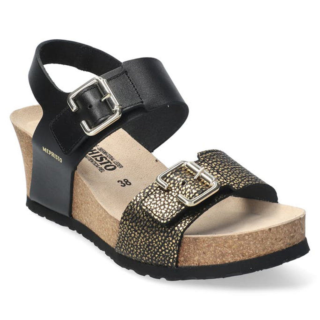 Mephisto Lissandra Smooth Printed Leather Womens Sandals#color_black