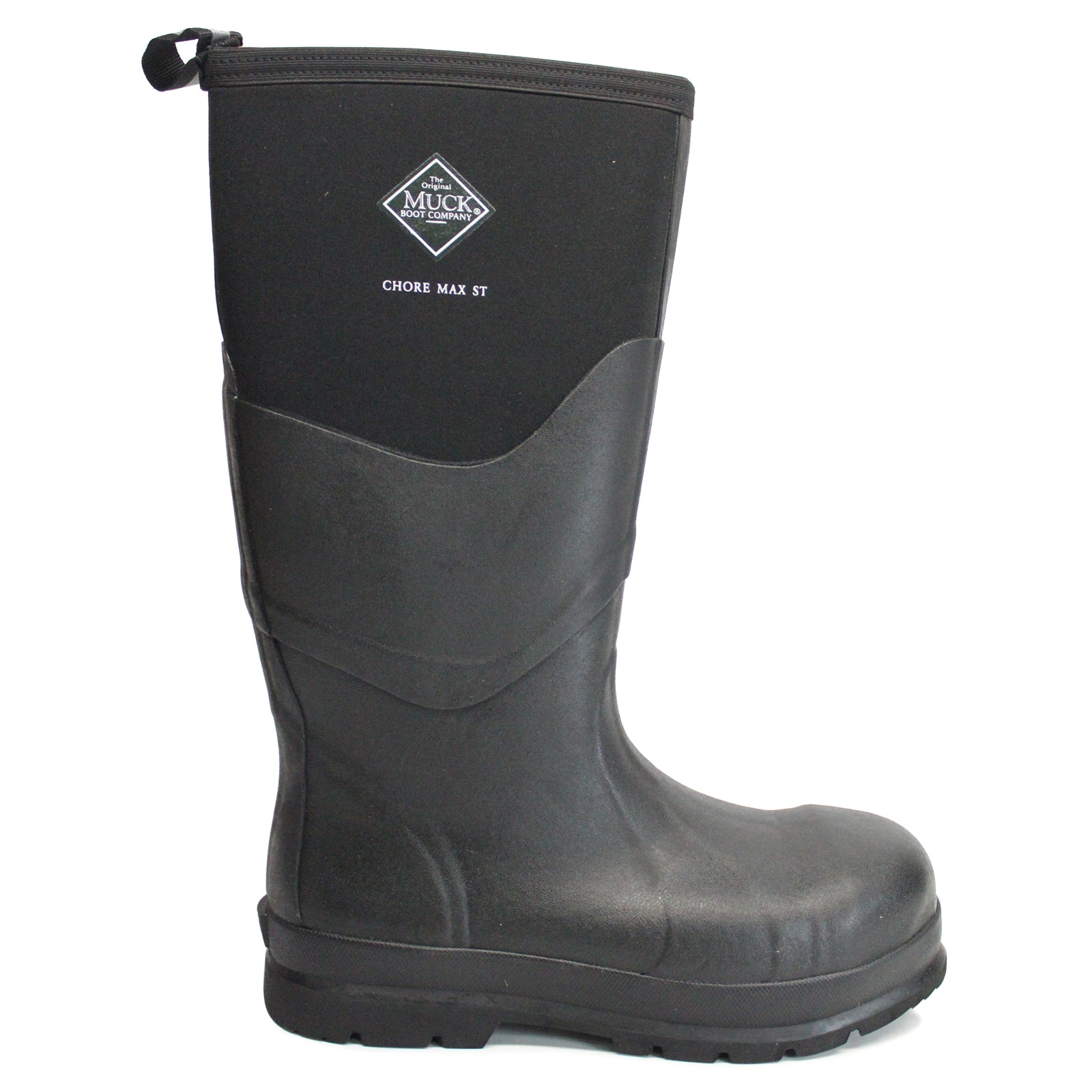 Muck Boot Chore Max Steel Toe S5 Rubber Men's Tall Wellington Boots#color_black