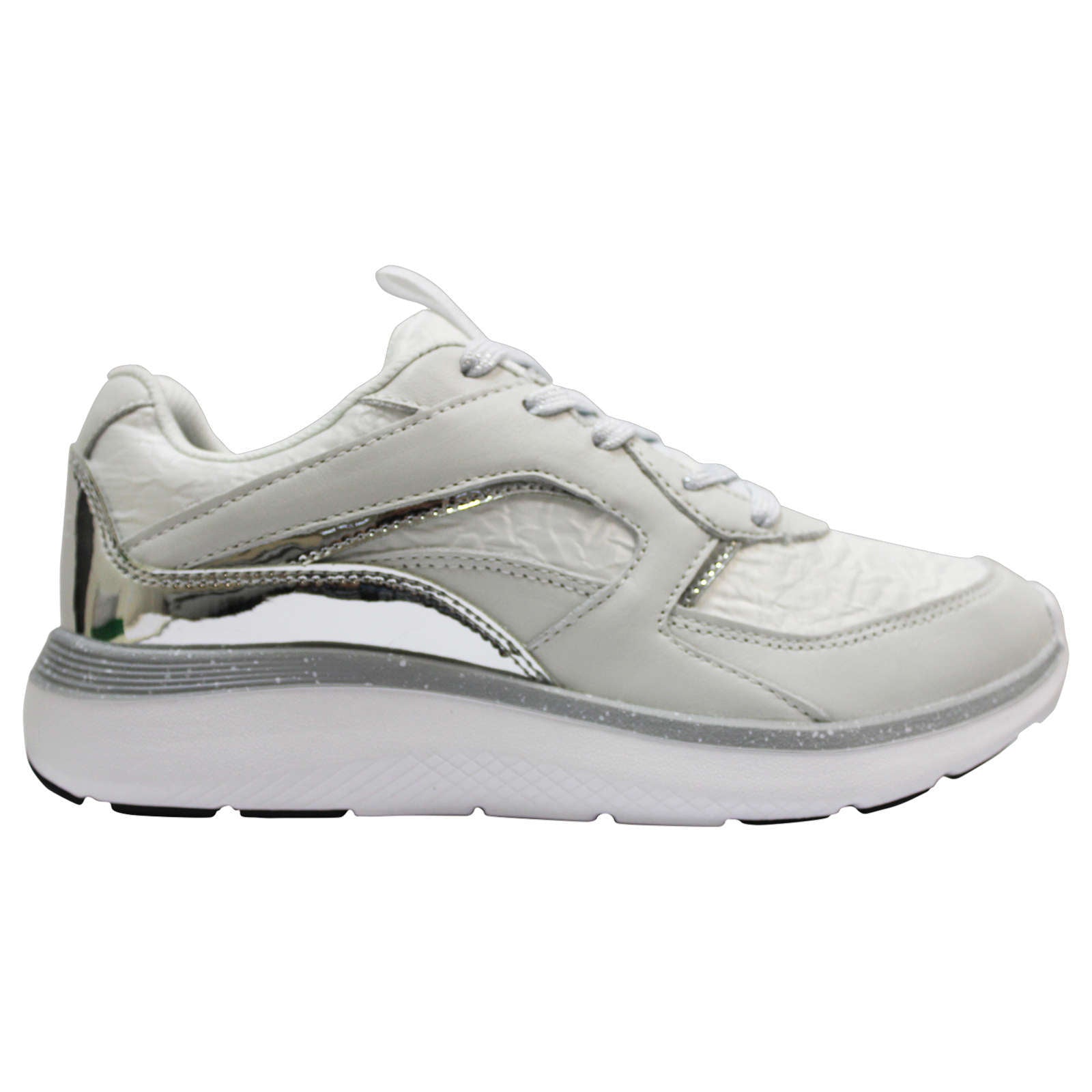 Vionic Delmar Adela Met Leather Textile Womens Trainers#color_white