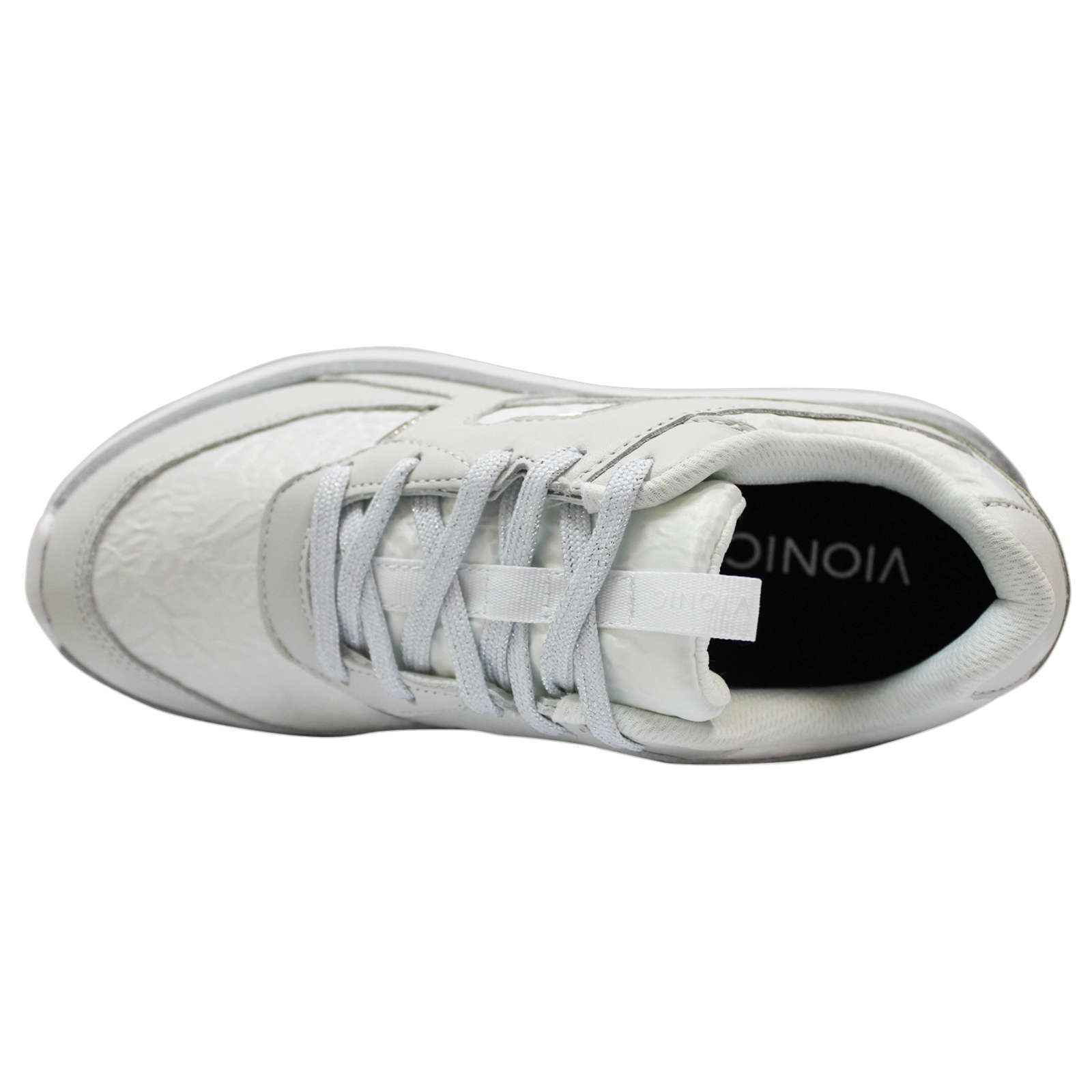 Vionic Delmar Adela Met Leather Textile Womens Trainers#color_white