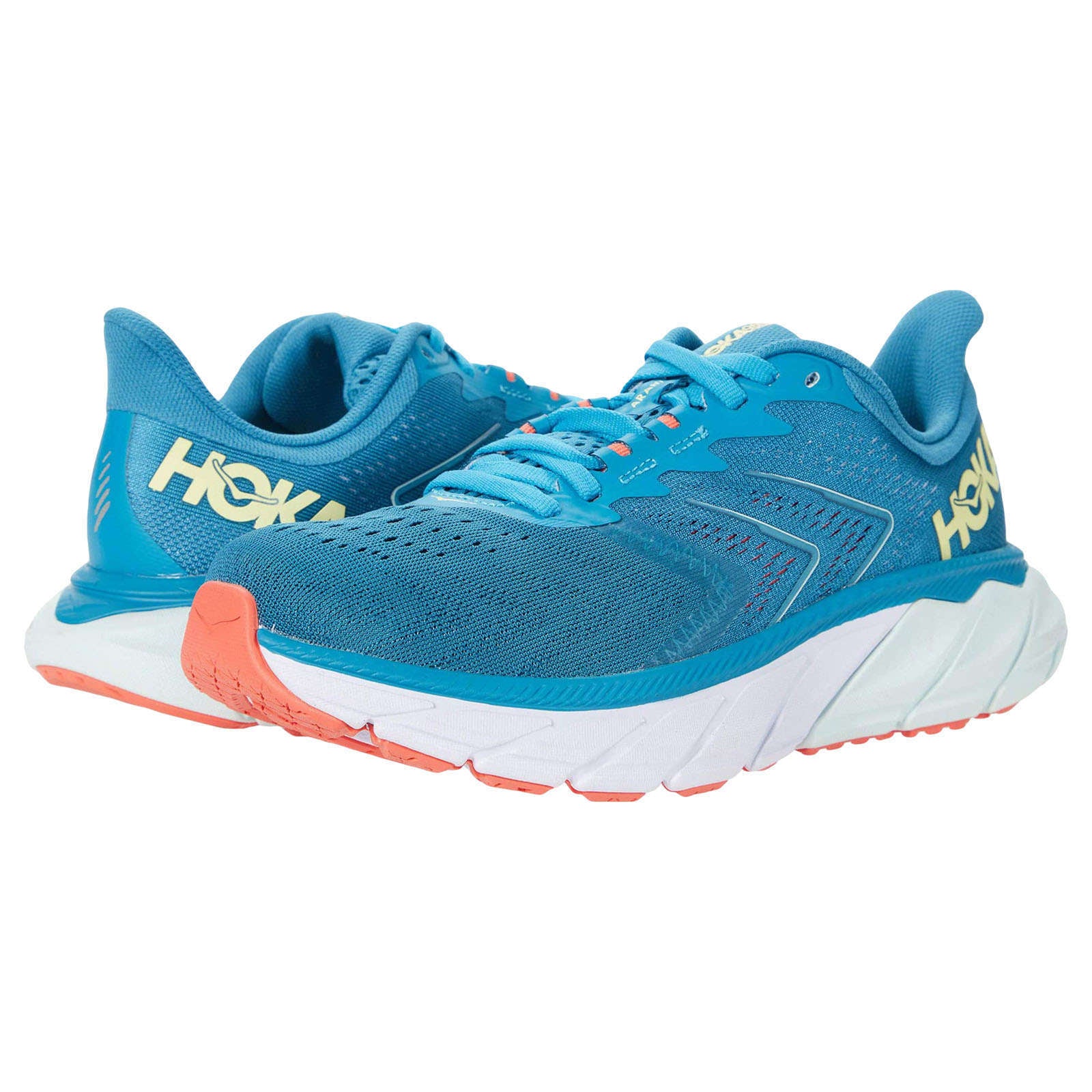 Hoka One One Arahi 5 Synthetic Textile Women's Low-Top Road Running Trainers#color_mosaic blue luminary green