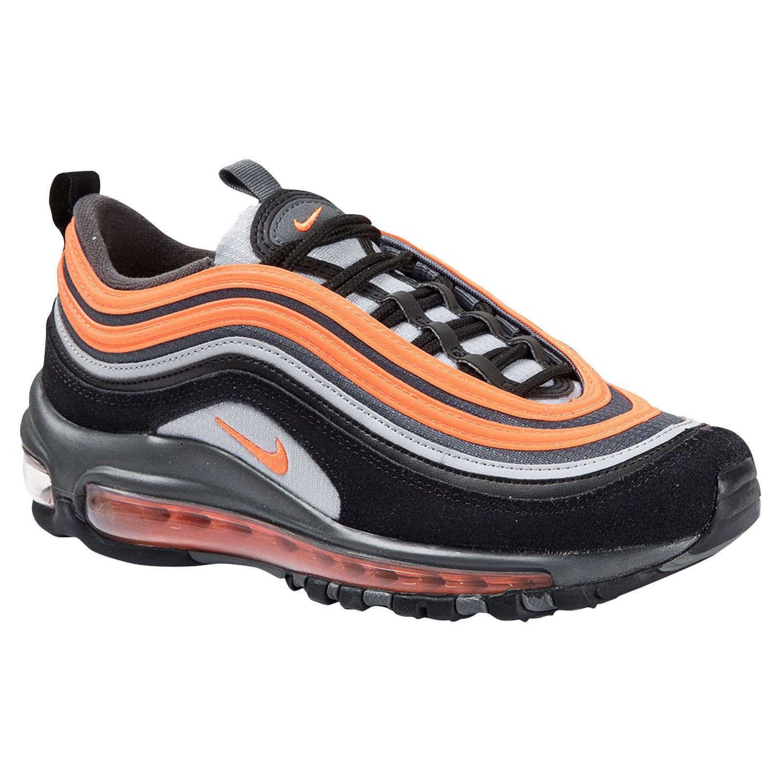 Nike Air Max 97 GS Textile Leather Youth Trainers#color_wolf grey total orange