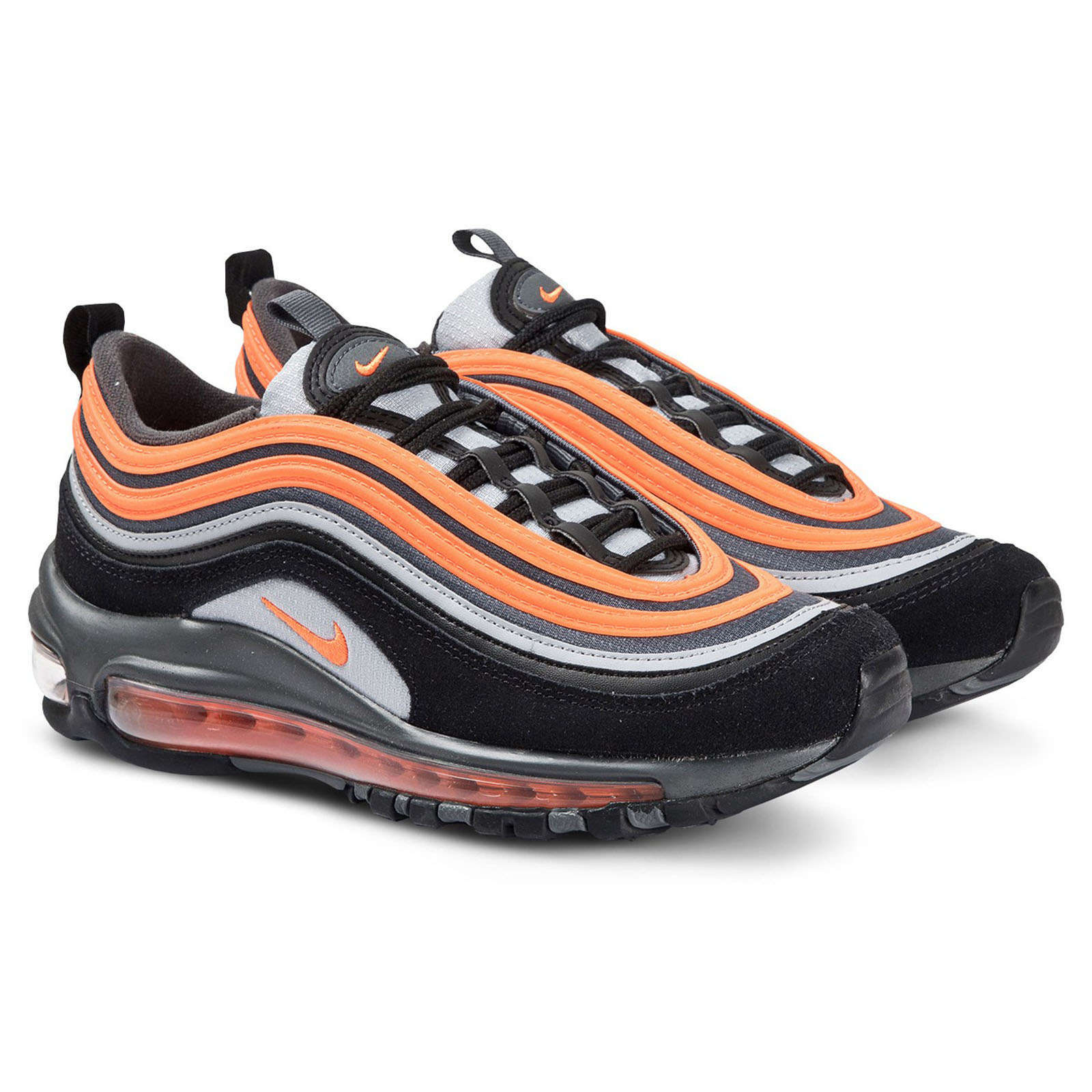 Nike Air Max 97 GS Textile Leather Youth Trainers#color_wolf grey total orange