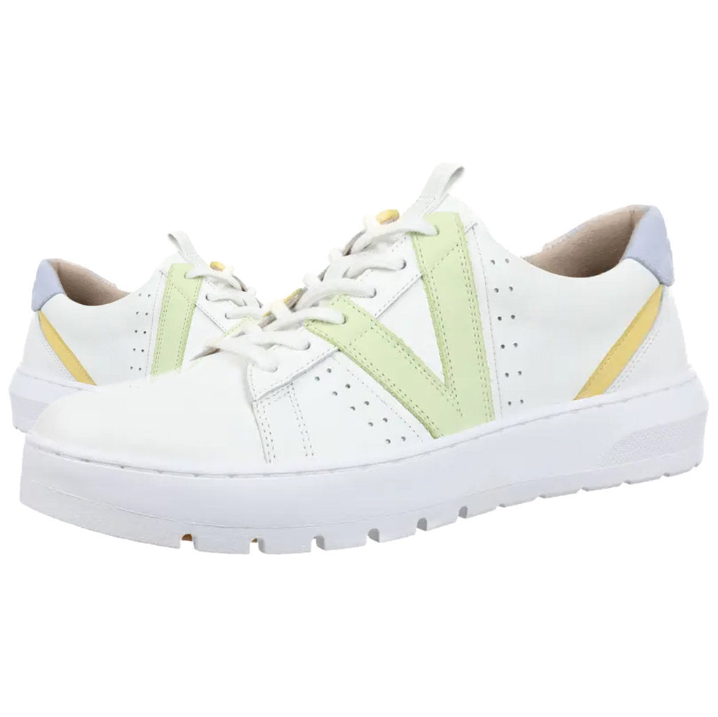 Vionic Abyss Simasa Leather Nubuck Womens Trainers#color_white pale lime