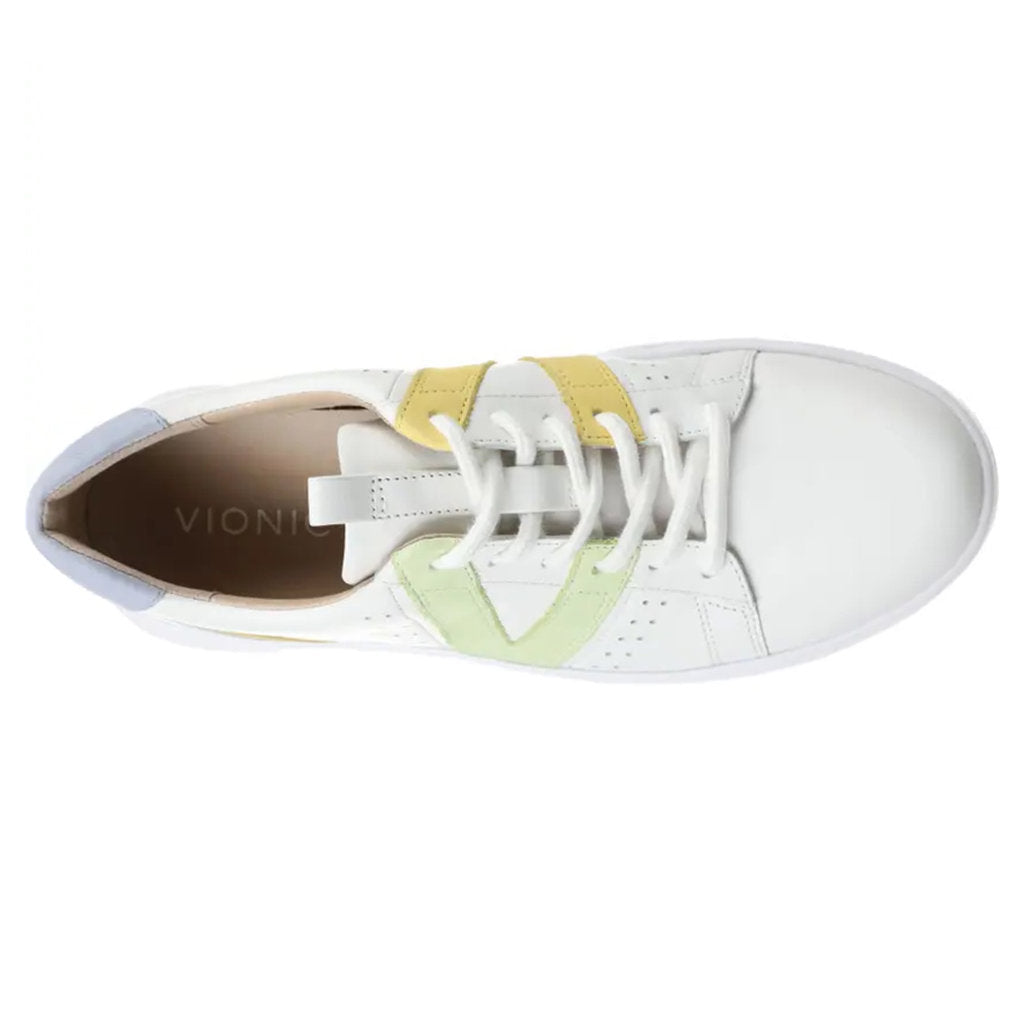 Vionic Abyss Simasa Leather Nubuck Womens Trainers#color_white pale lime