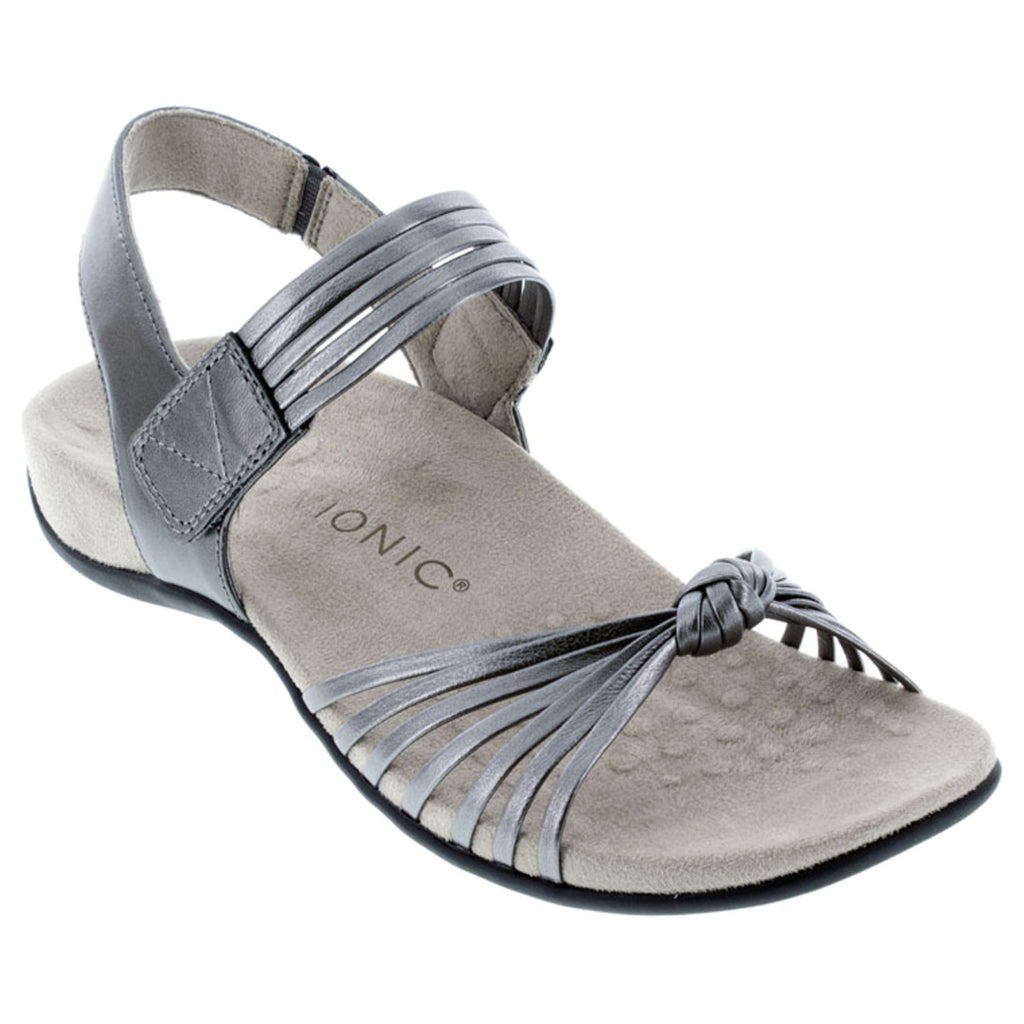 Vionic Rest Talulah Metallic Leather Womens Sandals#color_pewter