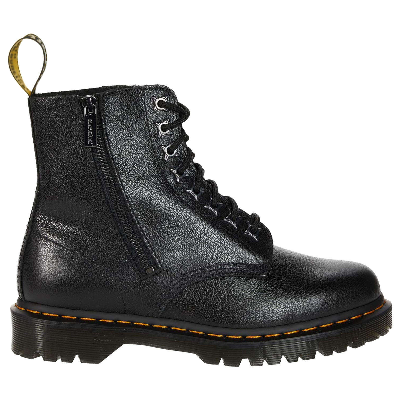 Dr. Martens 1460 Pascal Lace & Zip Leather Unisex Ankle Boots#color_black