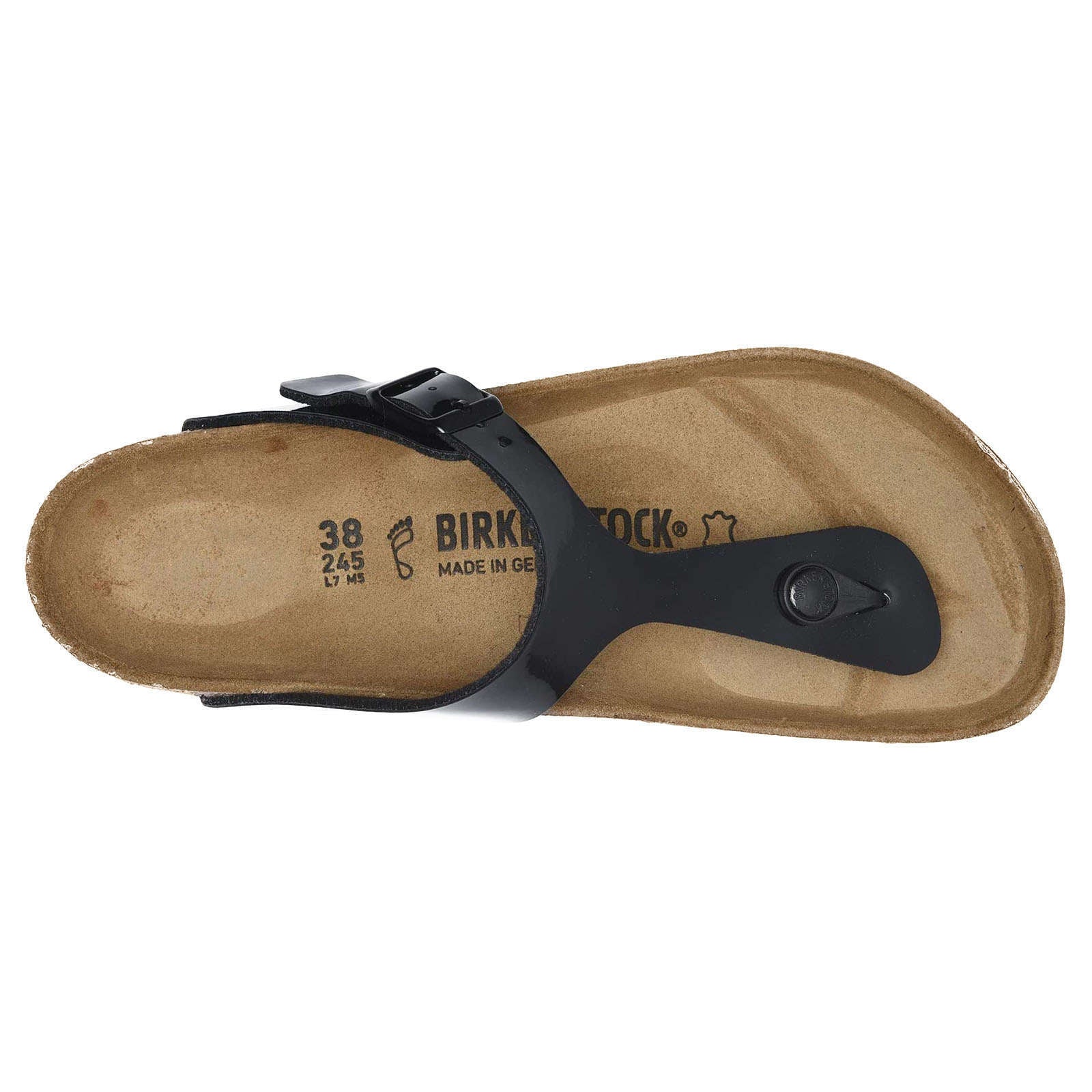 Birkenstock Gizeh BS Birko-Flor Patent Unisex Sandals#color_black