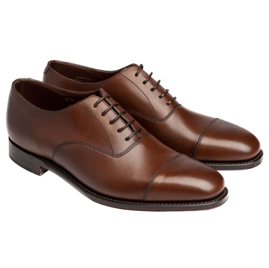 Loake Aldwych Polished Leather Men's Oxford Shoes#color_dark brown