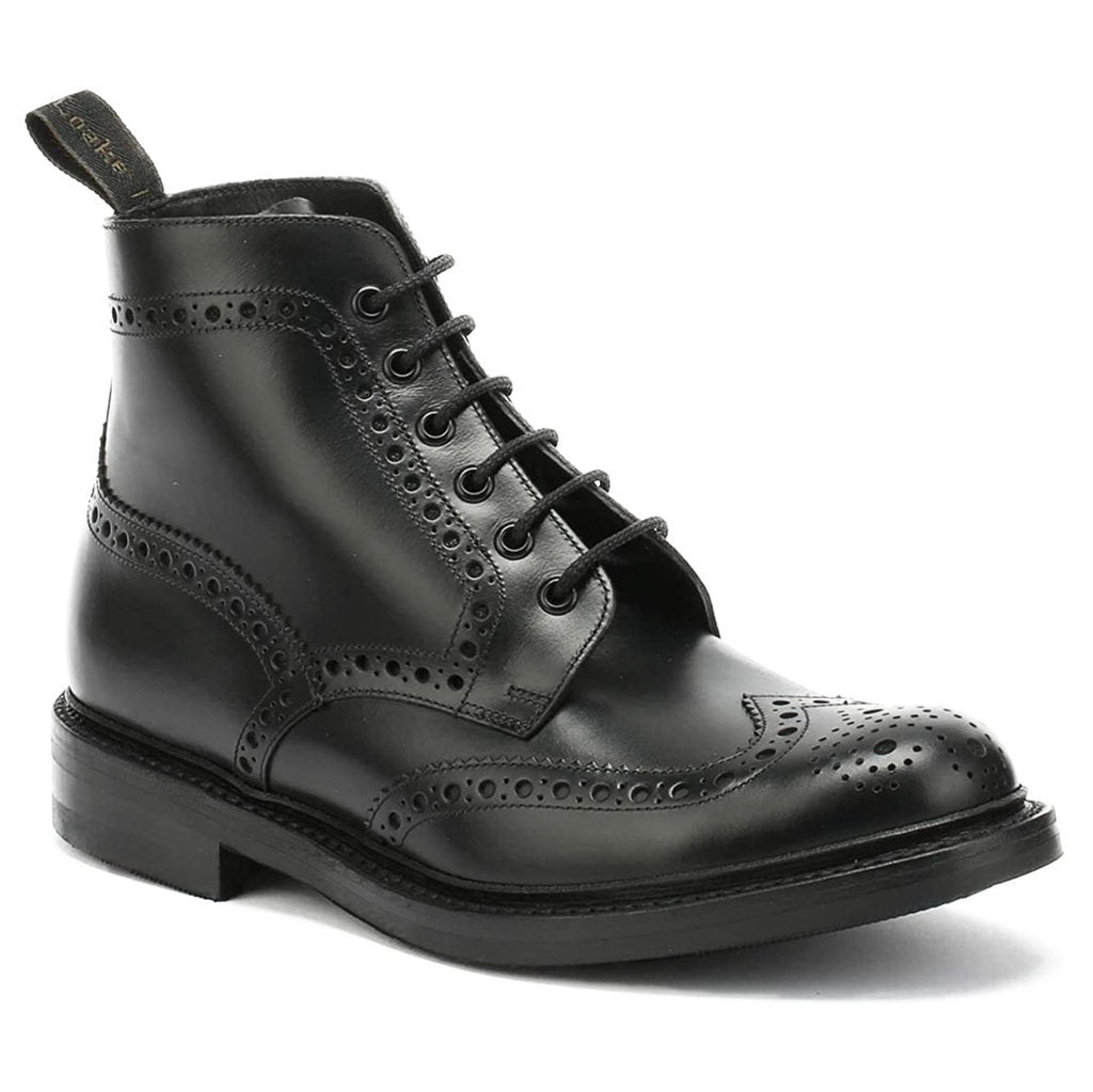 Loake Bedale Burnished Leather Men's Brogue Derby Boots#color_black