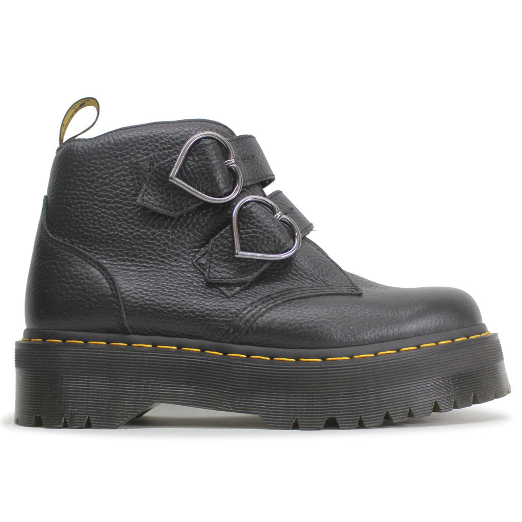 Dr. Martens Womens Boots Devon Heart Buckles Straps Goodyear-Welt Leather - UK 8