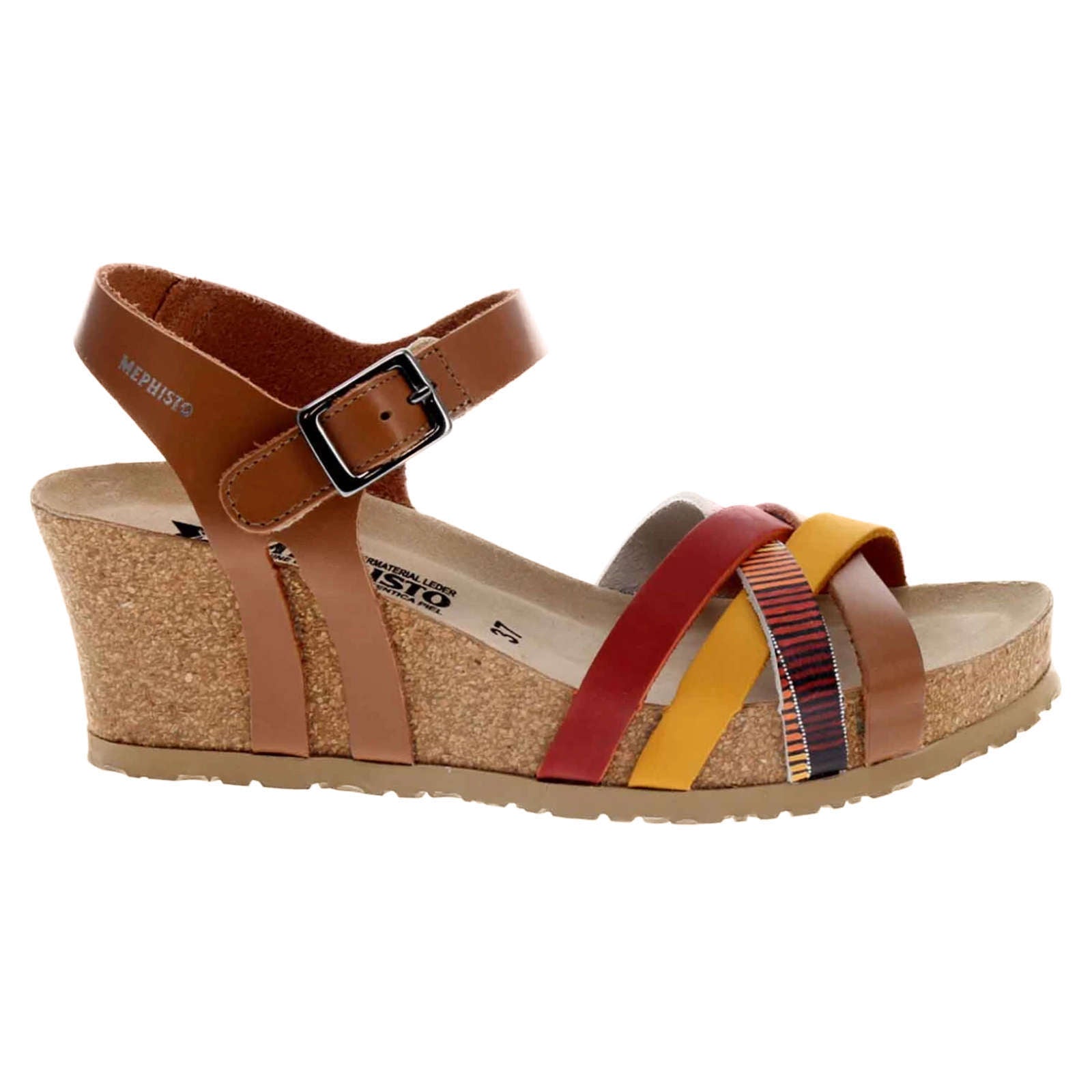 Mephisto Lanny Leather Womens Sandals#color_camel
