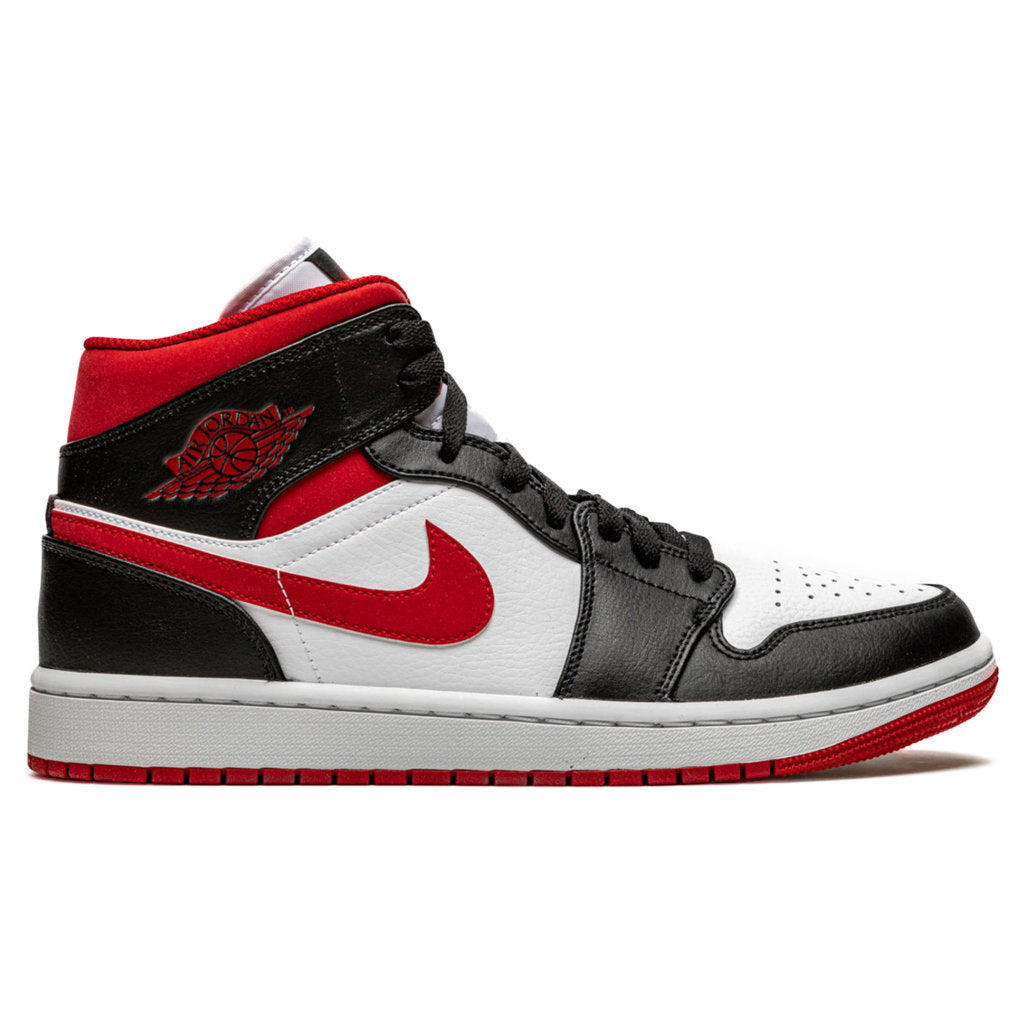 Jordan Air Jordan 1 Mid Leather Synthetic Mens Trainers#color_white gym red black