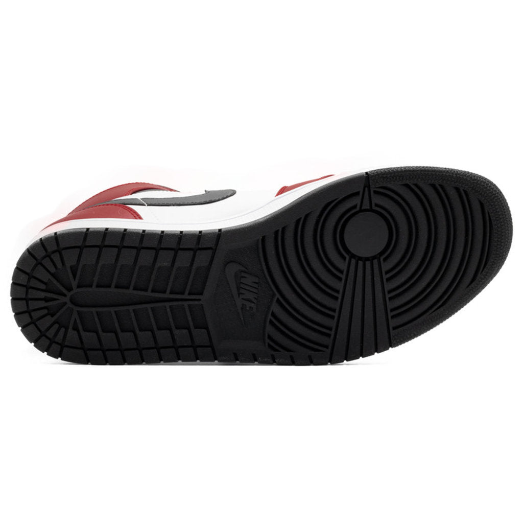Jordan Air Jordan 1 Mid Leather Synthetic Mens Trainers#color_black black gym red