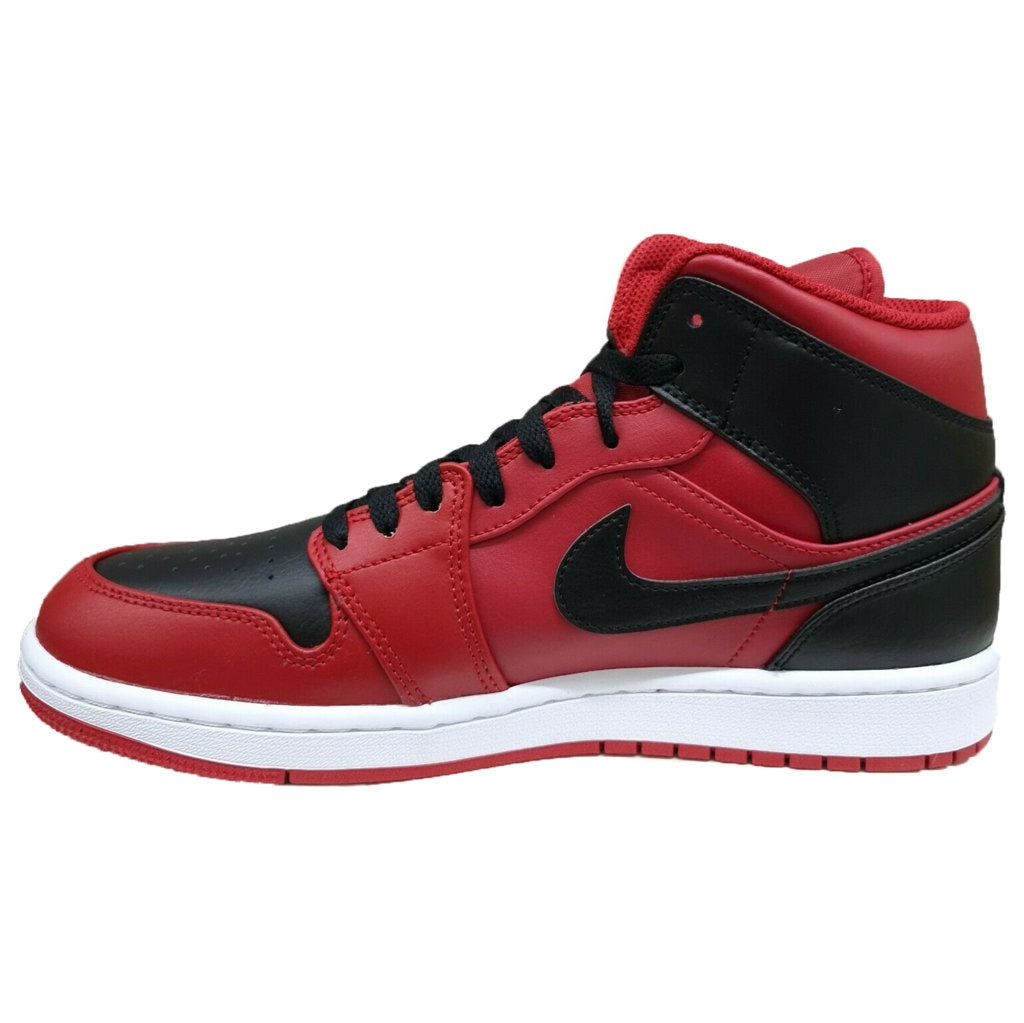 Jordan Air Jordan 1 Mid Leather Synthetic Mens Trainers#color_gym red black white