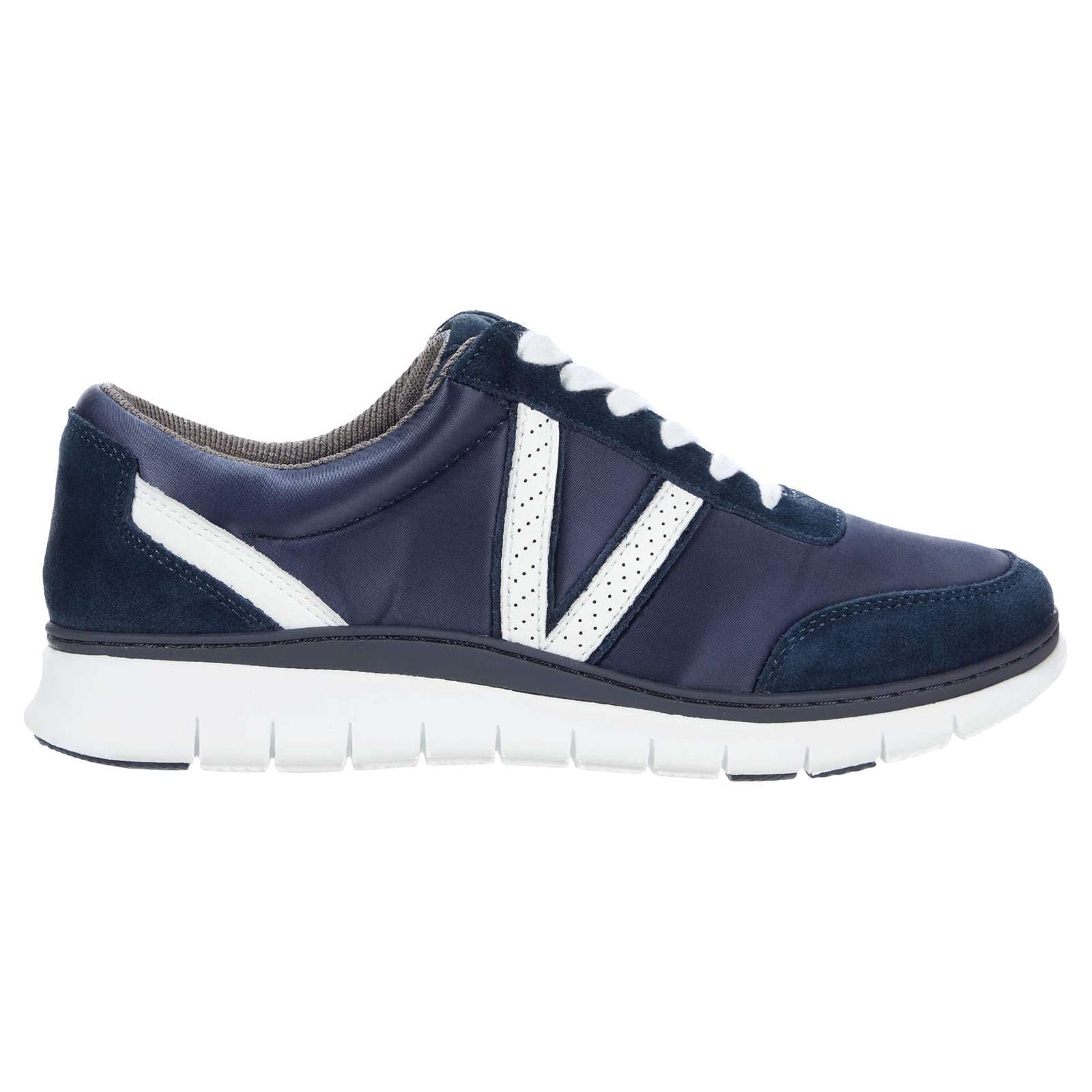 Vionic Fresh Nana Satin Leather Textile Womens Trainers#color_navy