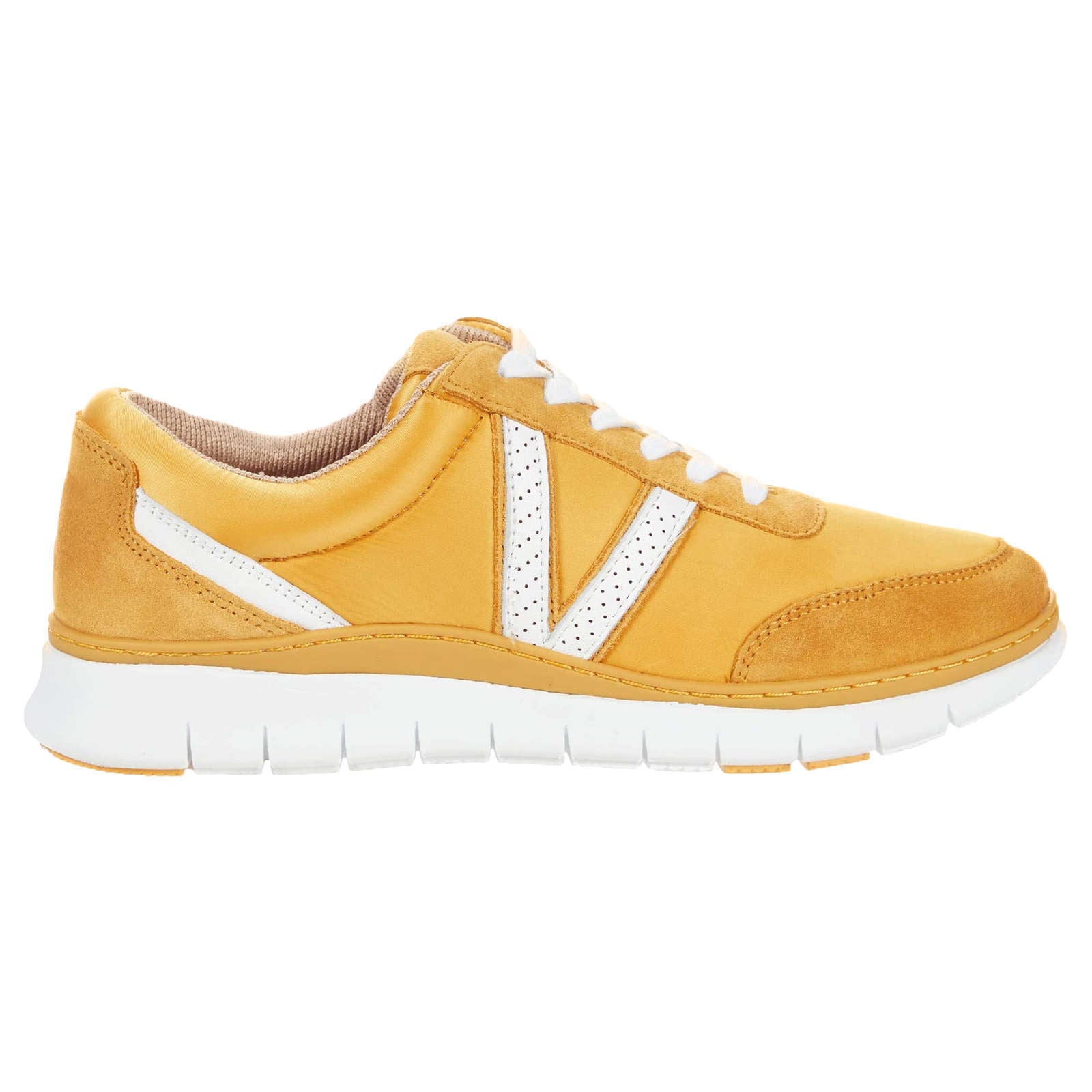 Vionic Fresh Nana Satin Leather Textile Womens Trainers#color_mustard