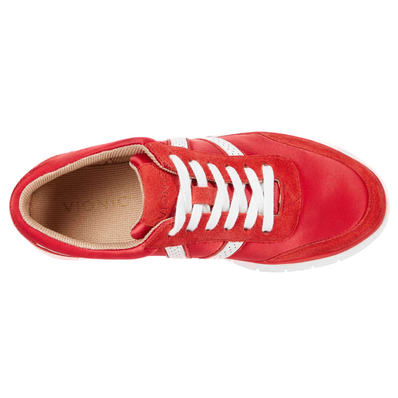 Vionic Fresh Nana Satin Leather Textile Womens Trainers#color_cherry