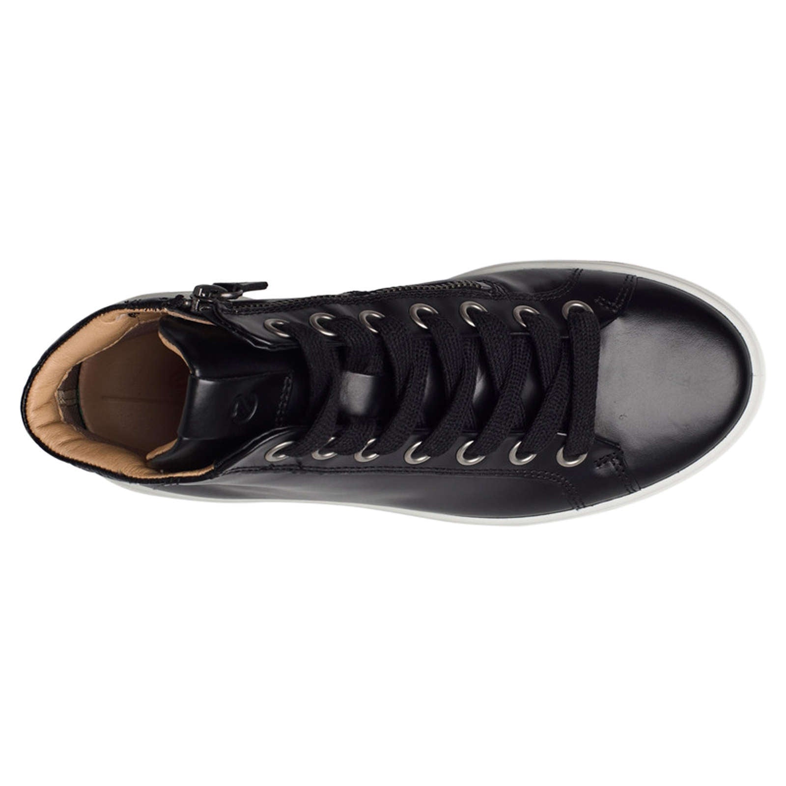 Ecco Street Tray Leather Womens Trainers#color_black