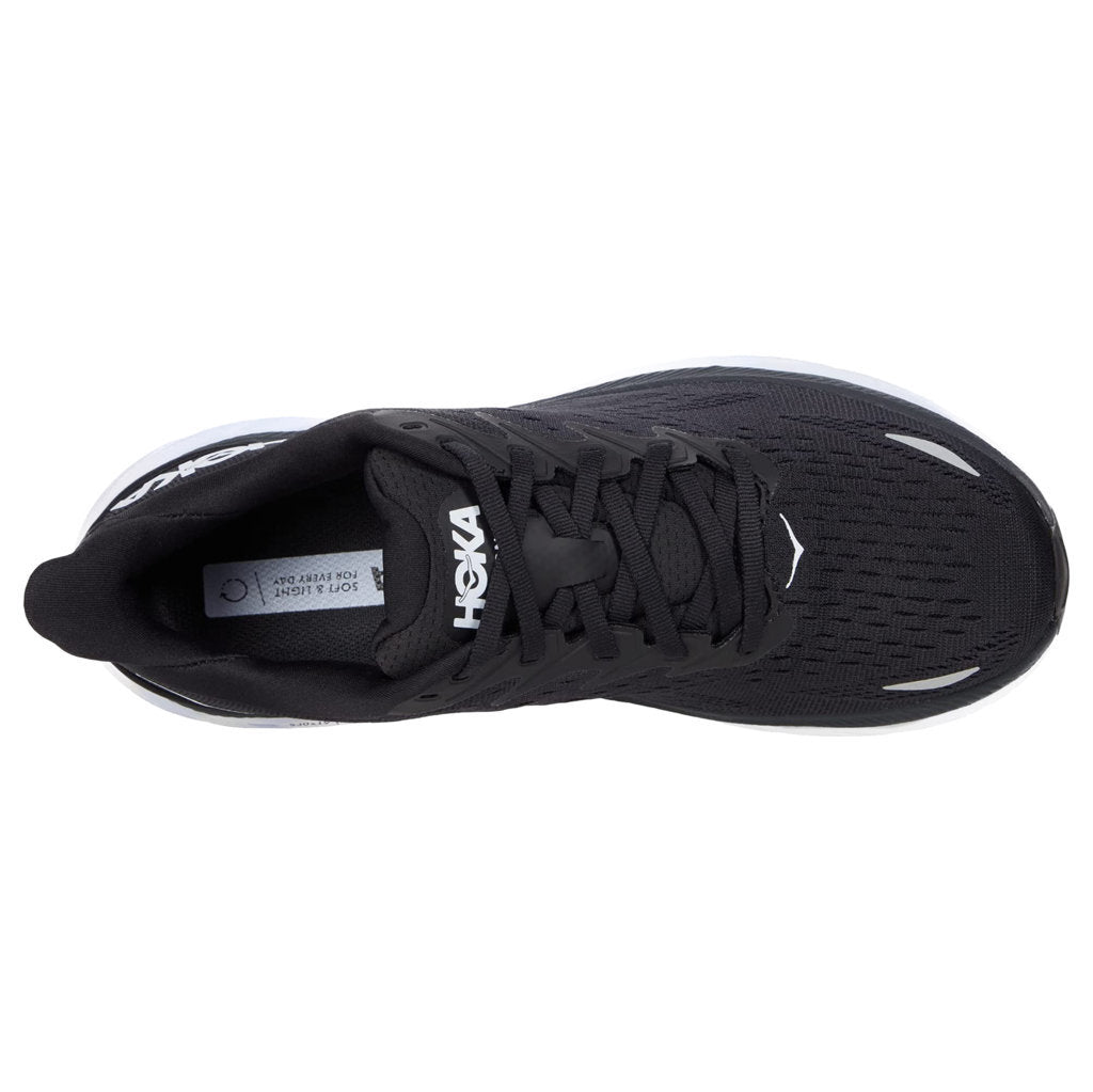 Hoka One One Clifton 8 Textile Mens Trainers#color_black white
