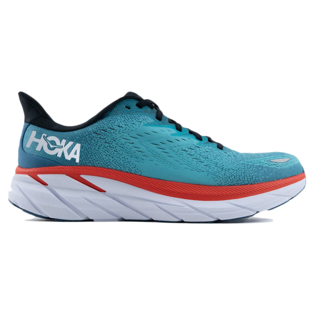 Hoka One One Clifton 8 Textile Mens Trainers#color_real teal aquarelle