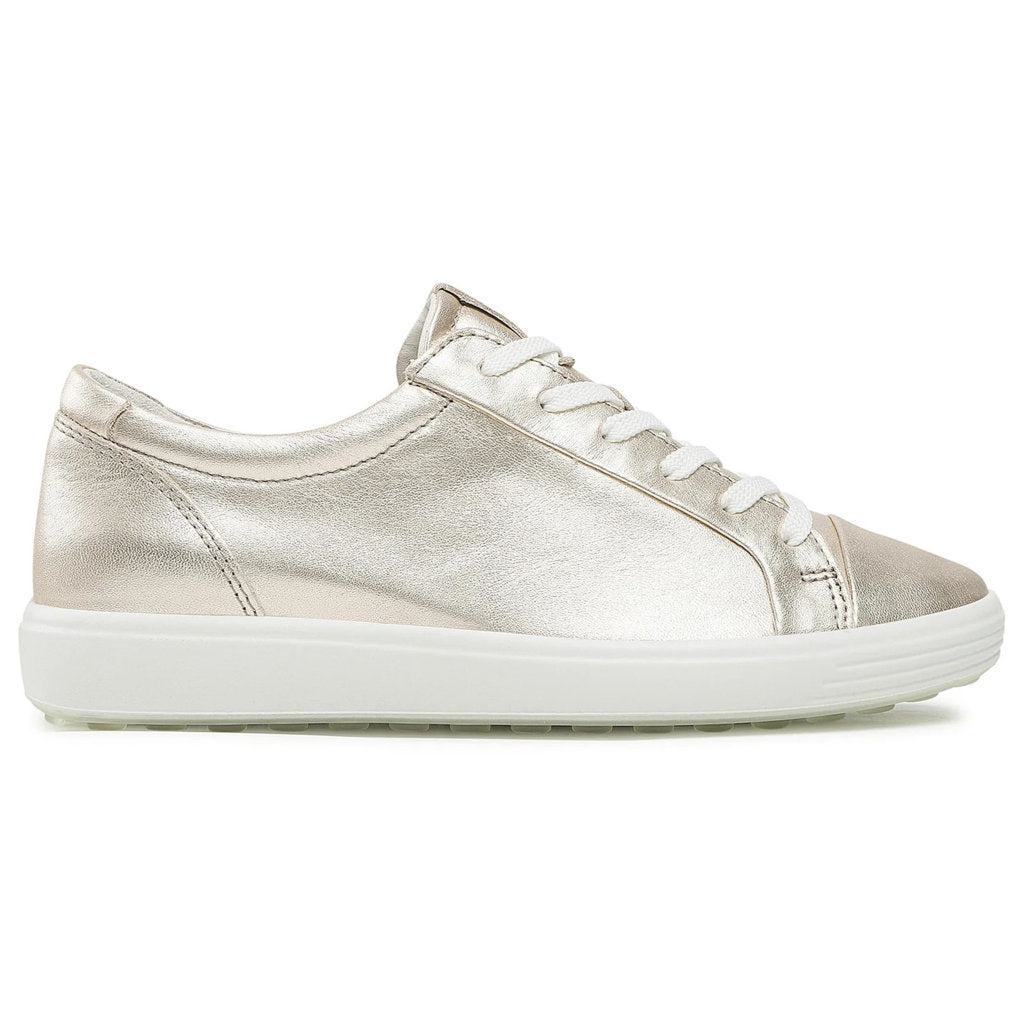Ecco Soft 7 470303 Leather Womens Trainers#color_pure white gold