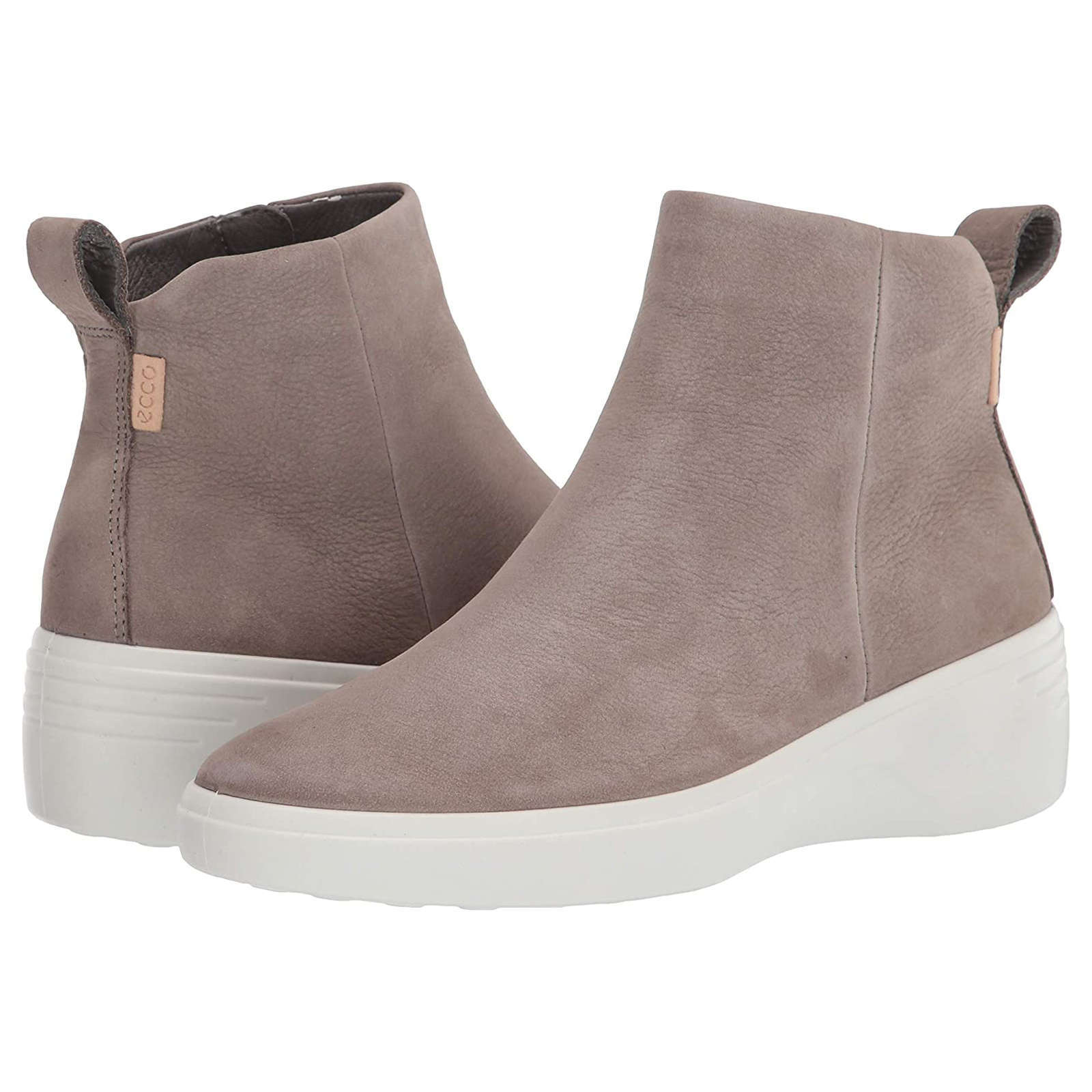 Ecco Soft 7 Wedge Leather Womens Boots#color_warm grey