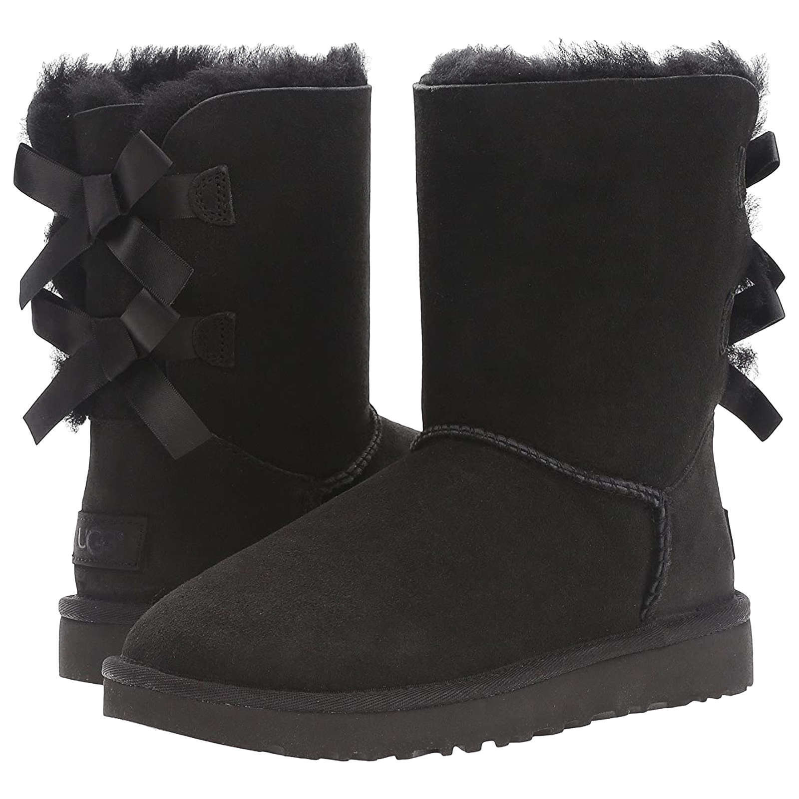 UGG Bailey Bow II Water Resistant Suede Sheepskin Women's Winter Boots#color_black