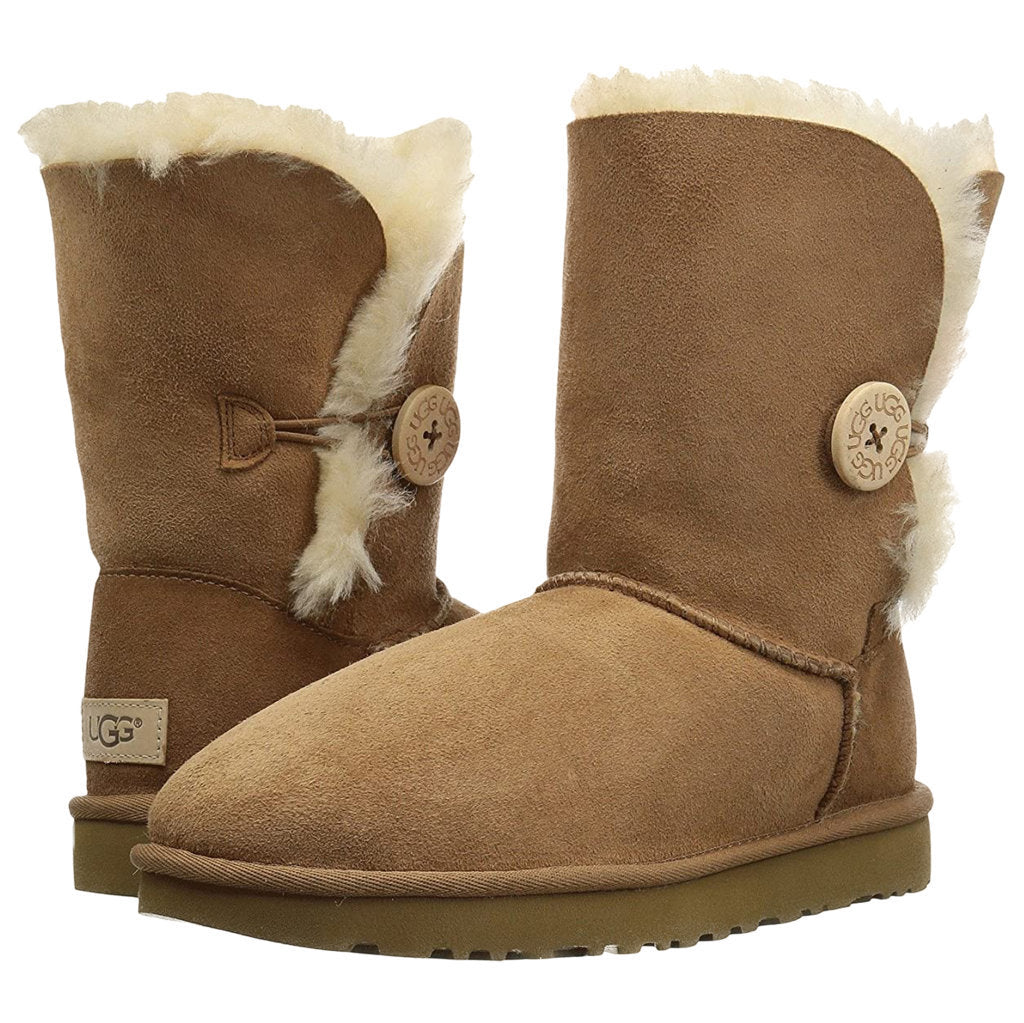 UGG Short Bailey Button II Suede Sheepskin Women's Winter Boots#color_Chestnut