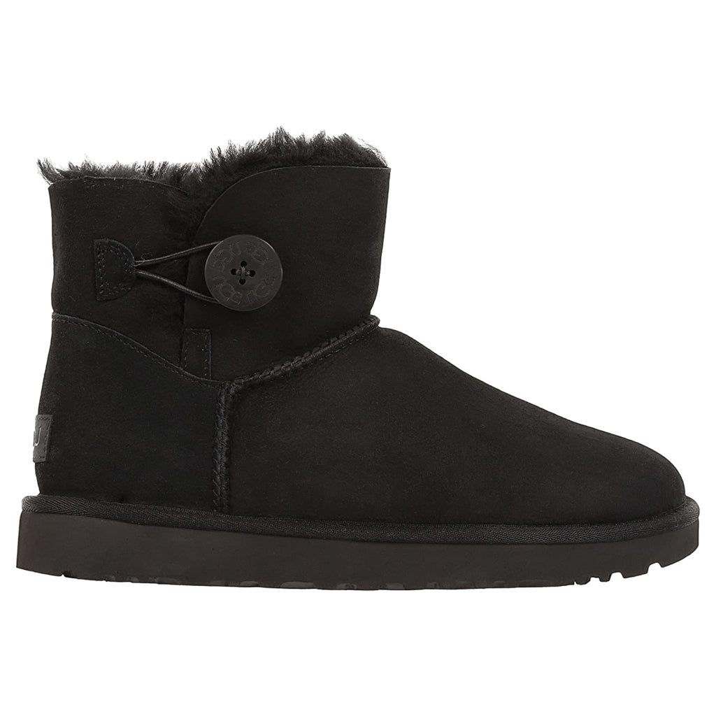 UGG Mini Bailey Button II Suede Sheepskin Women's Winter Boots#color_black