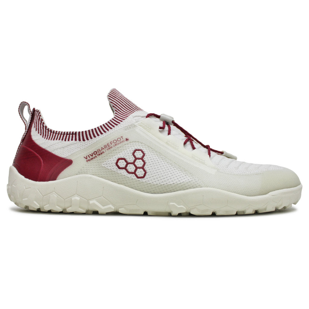 Vivobarefoot Primus Trail Knit FG Textile Synthetic Mens Trainers#color_limestone red rumba