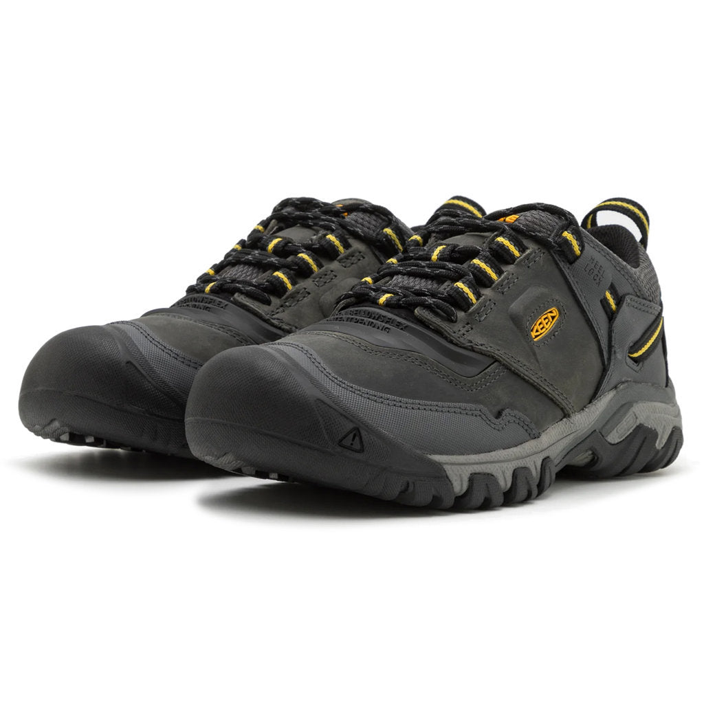 Keen Ridge Flex Waterproof Leather Men's Hiking Shoes#color_steel grey keen yellow