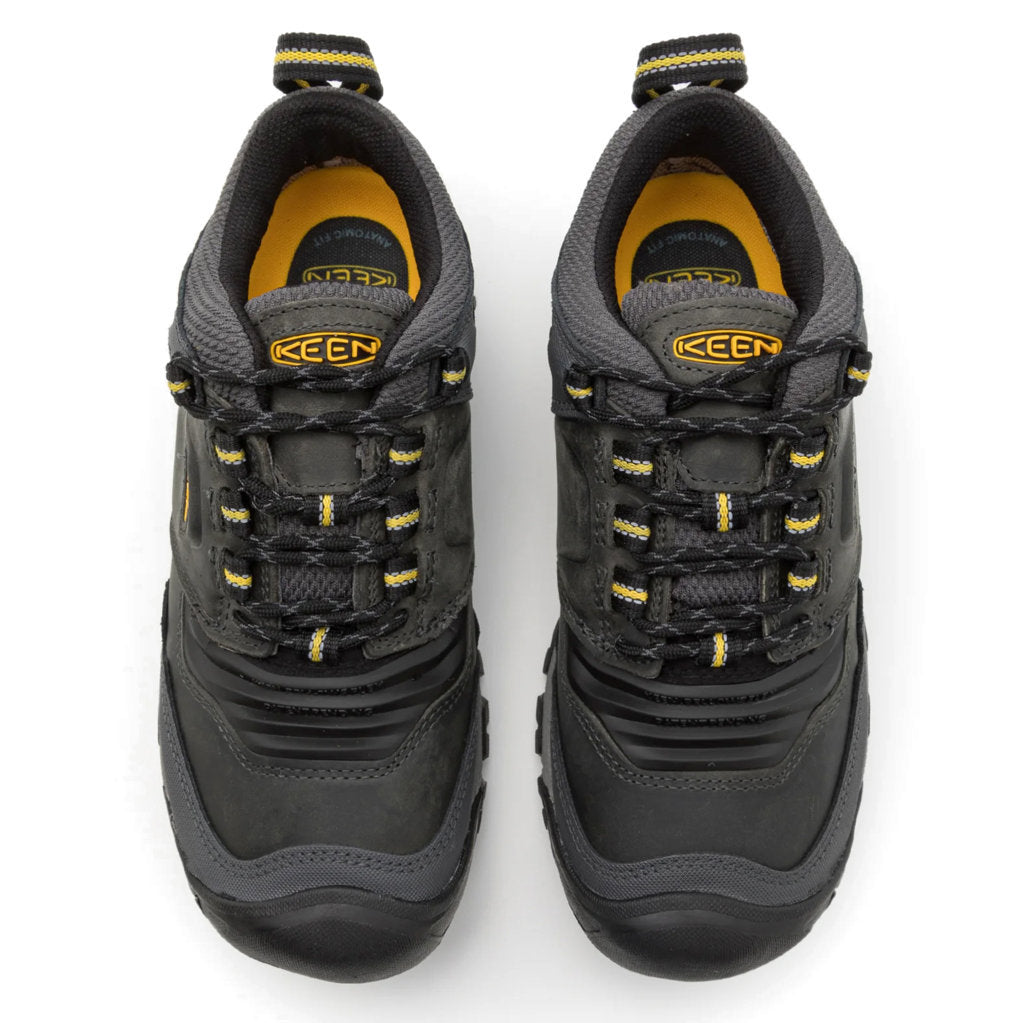 Keen Ridge Flex Waterproof Leather Men's Hiking Shoes#color_steel grey keen yellow