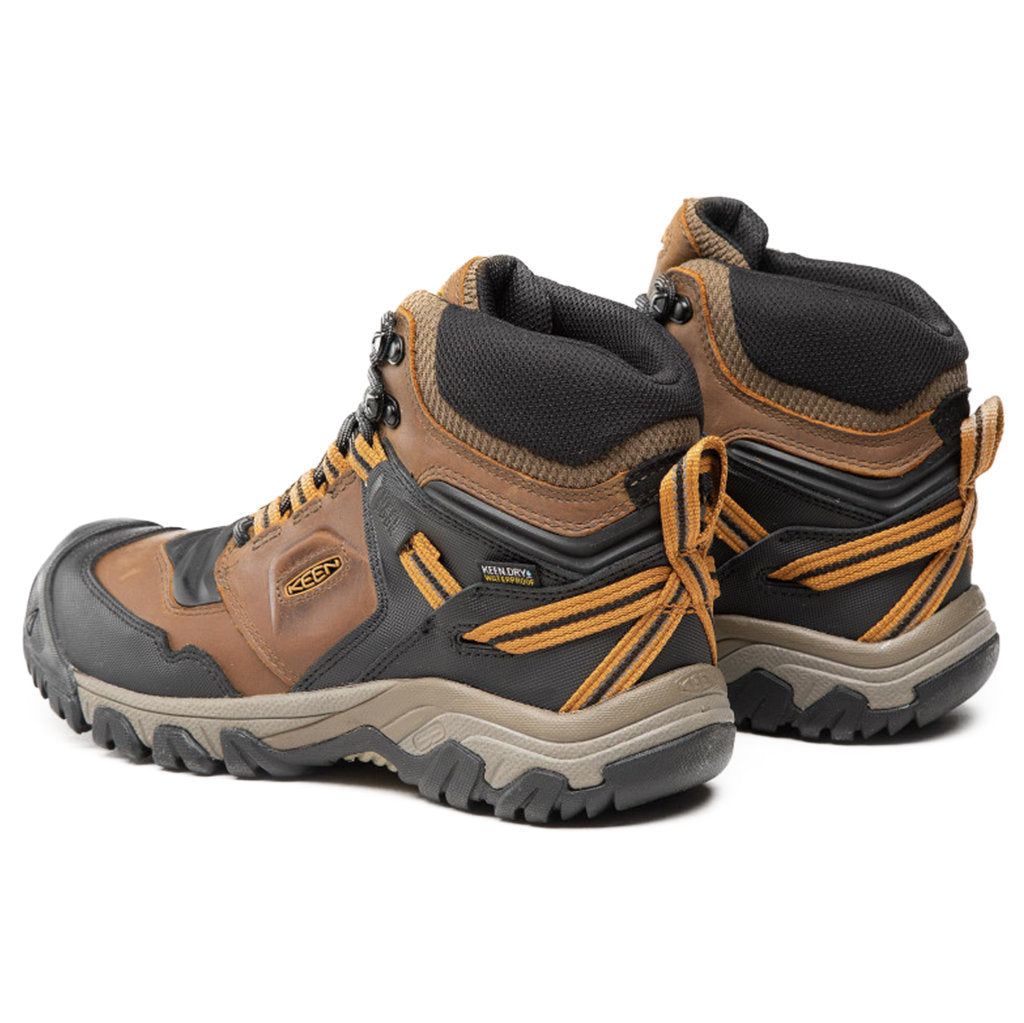 Keen Ridge Flex Mid Waterproof Leather Men's Hiking Shoes#color_bison golden brown