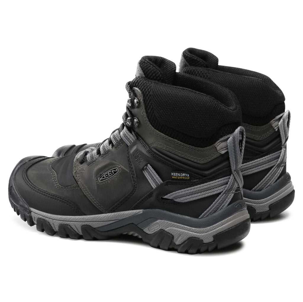 Keen Ridge Flex Mid Waterproof Leather Men's Hiking Shoes#color_magnet black