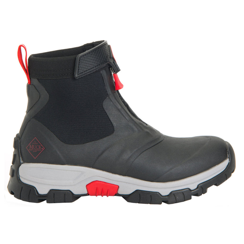 Muck Apex Mid Zip Rubber Synthetic Mens Boots#color_black grey red